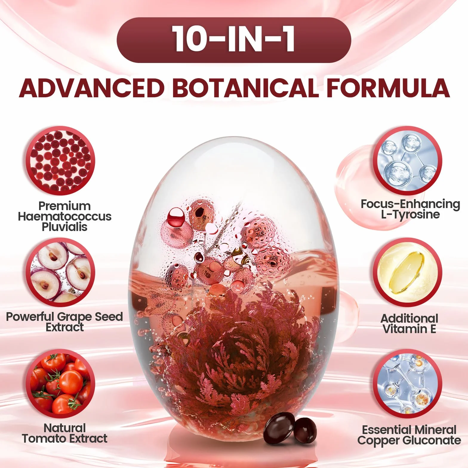 VivoNu Astaxantina 24 mg 240 Capsule Integratore Antiossidante Antiossidante Senza Additivi