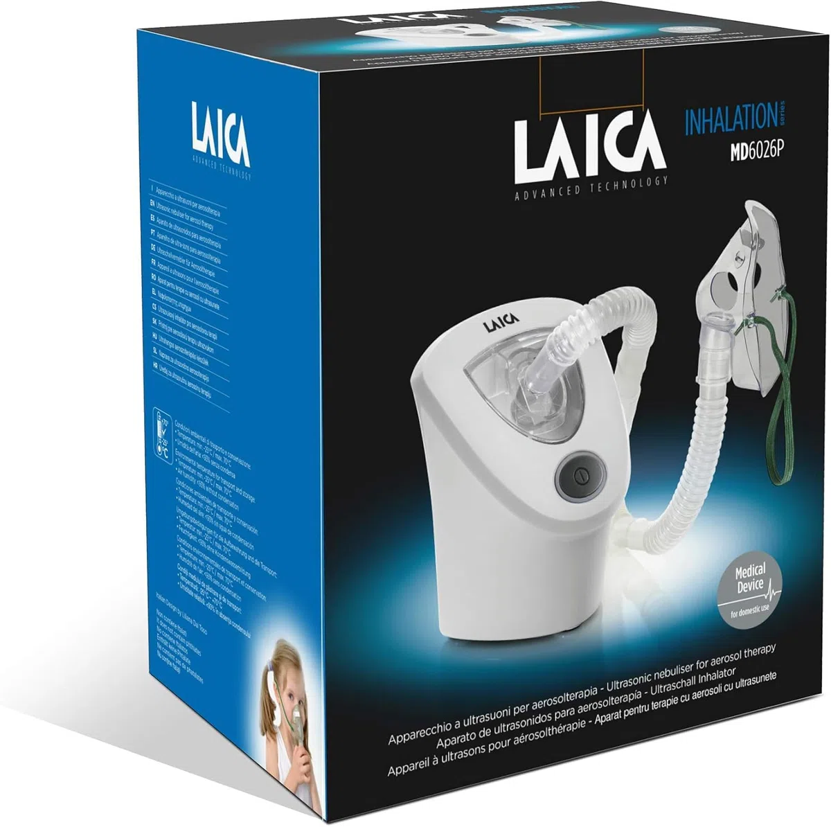 Laica MD6026P - Aerosol a Ultrasuoni Portatile per Adulti e Bambini silenzioso, Bianco
