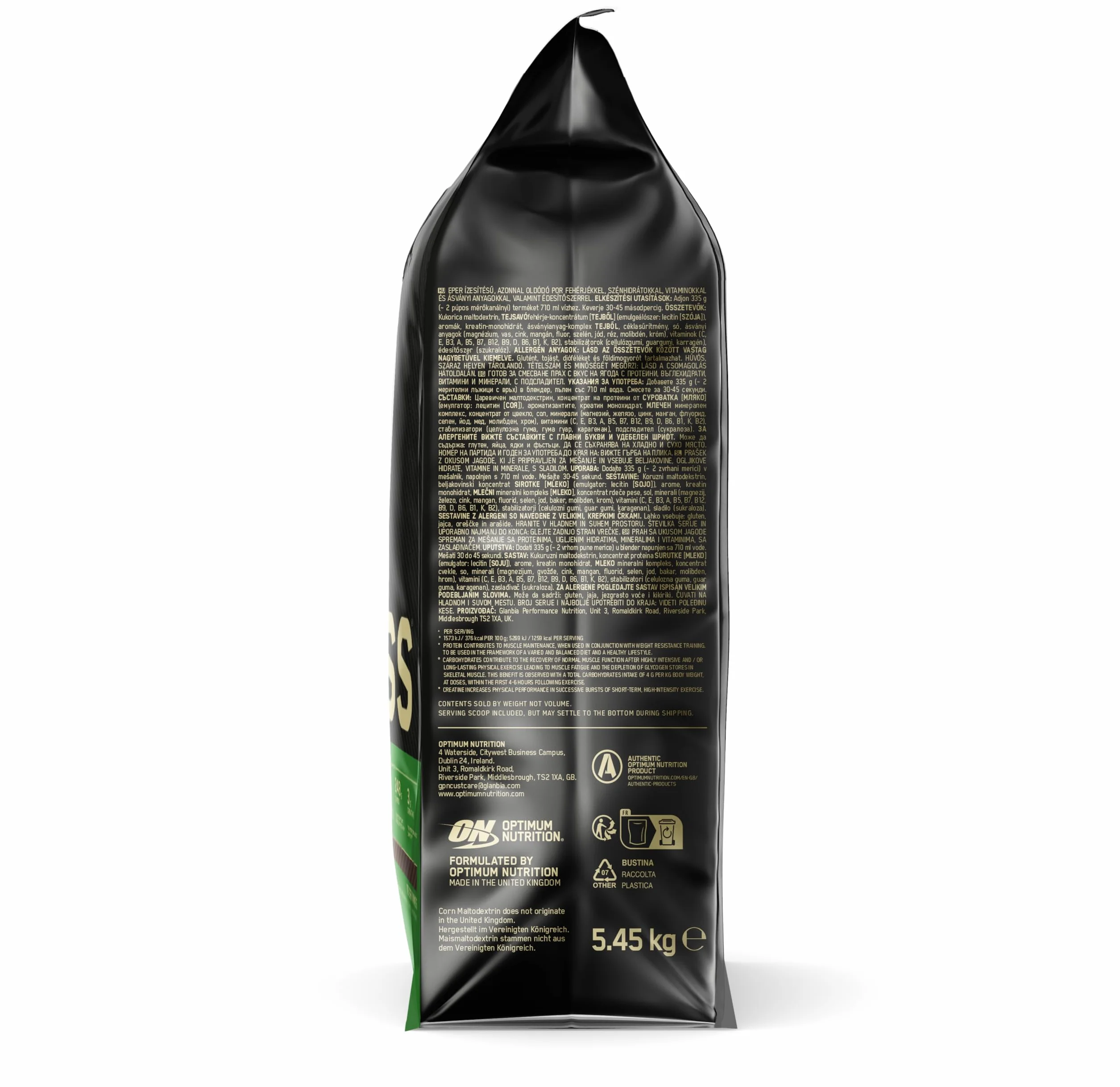 Optimum Nutrition Serious Mass Gainer Proteico in Polvere, Gusto Cioccolato, 5.45kg, 16 Porzioni