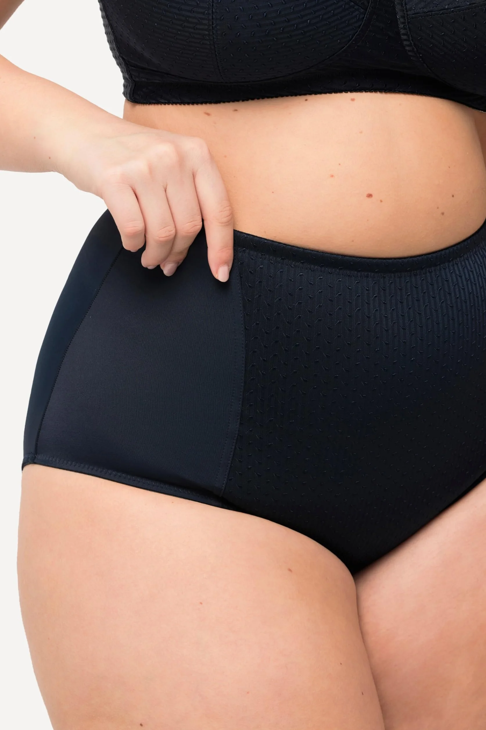 Ulla Popken Slip Modellanti a Vita Alta con Inserto Jacquard