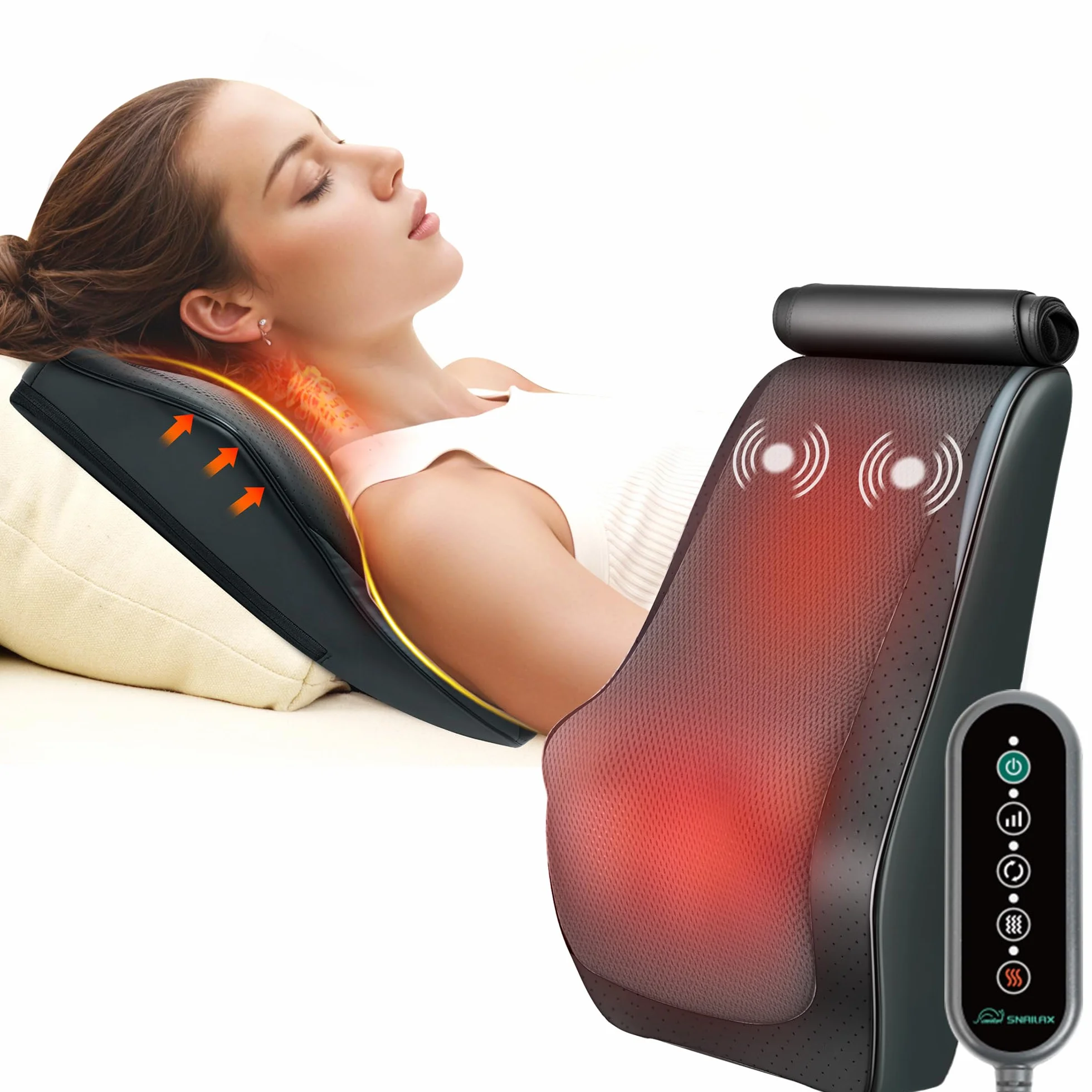 Snailax Massaggiatore cervicale con calore, massaggiatore elettrico per il collo, massaggiatore Shiatsu per la schiena, cuscino per il massaggio del collo/schiena/spalla, regali per mamma e papà