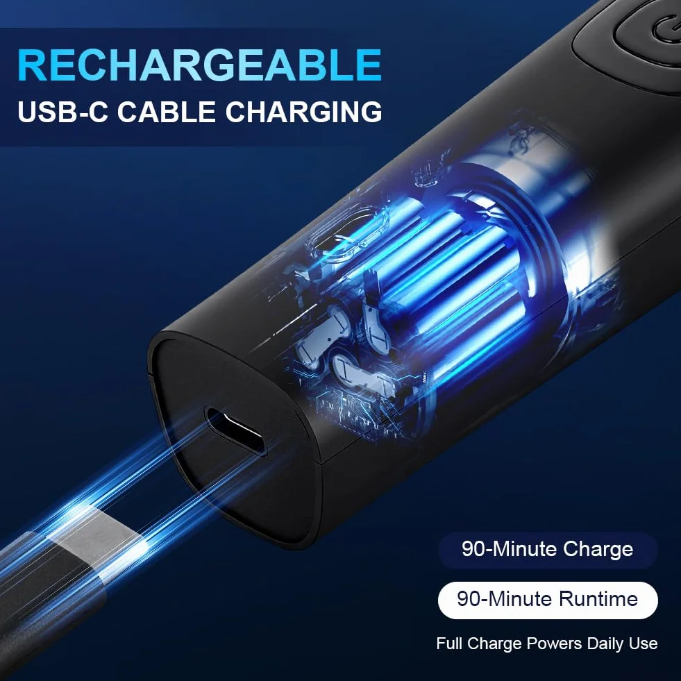Rasoio Elettrico Uomo USB-C Depilatore Intimo Ricaricabile con LED IPX7