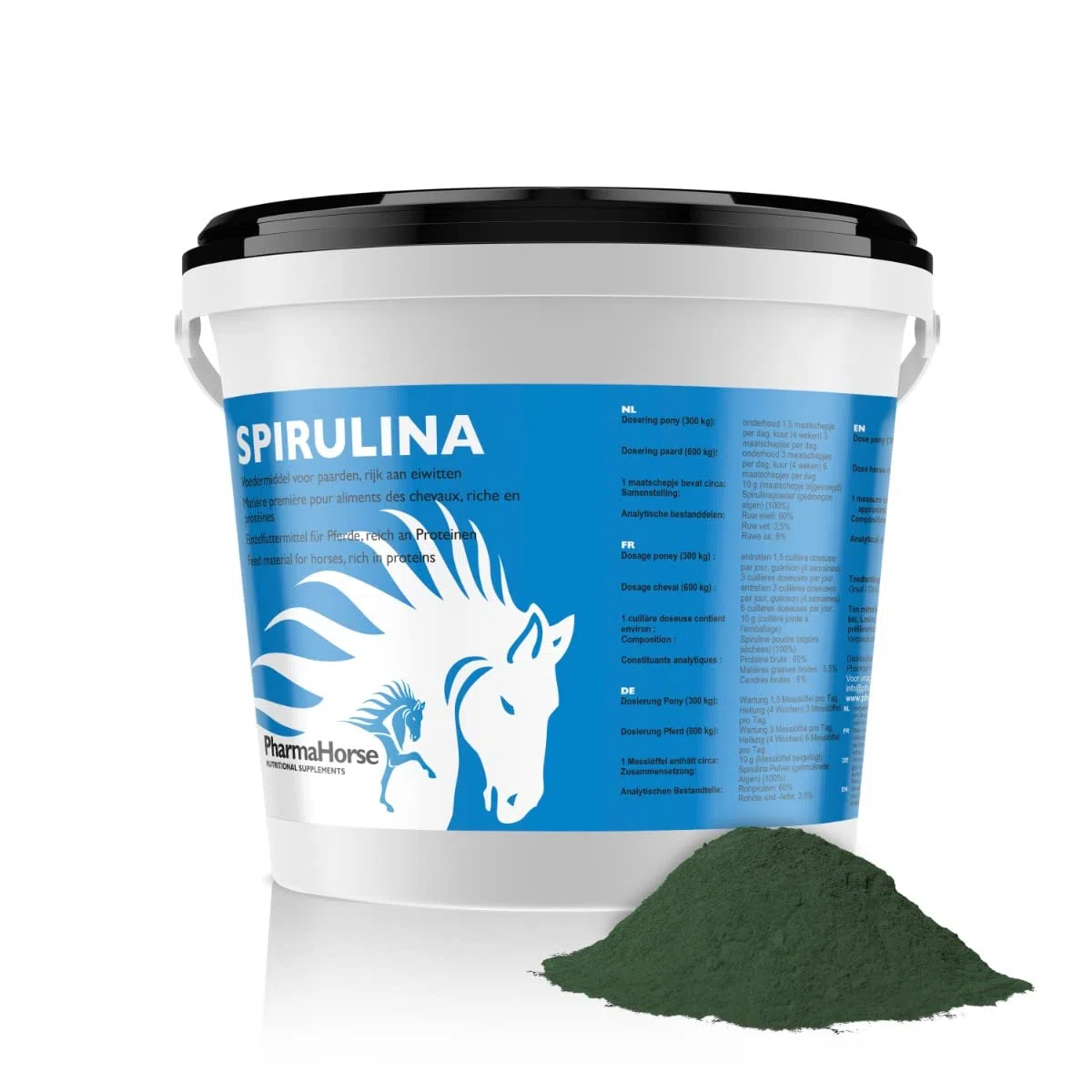 PharmaHorse Spirulina | Alghe essiccate | 100% Senza doping | 100% Senza zuccheri aggiunti | 1000 Grammi