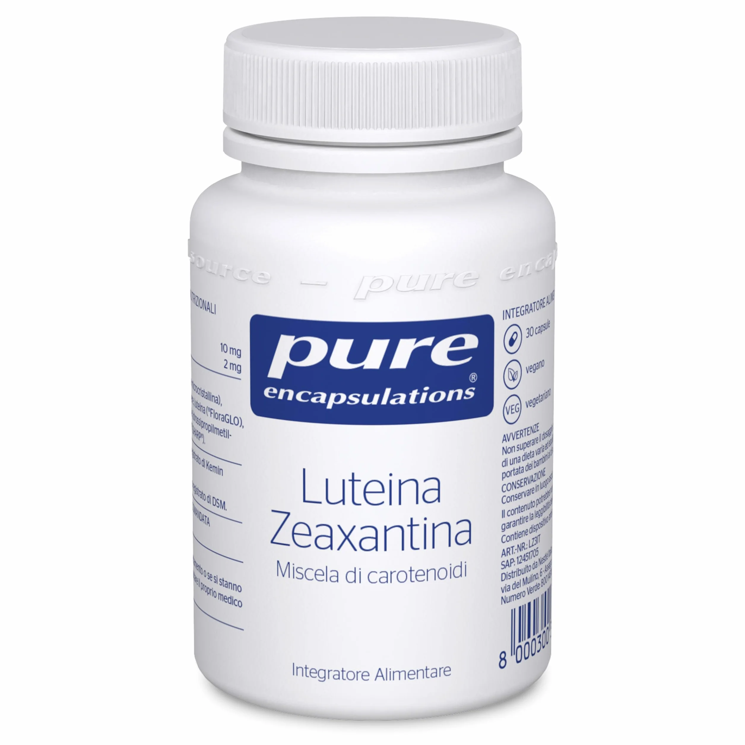 Pure Encapsulations Luteina Zeaxantina Integratore Carotenoidi Naturali 30 Capsule