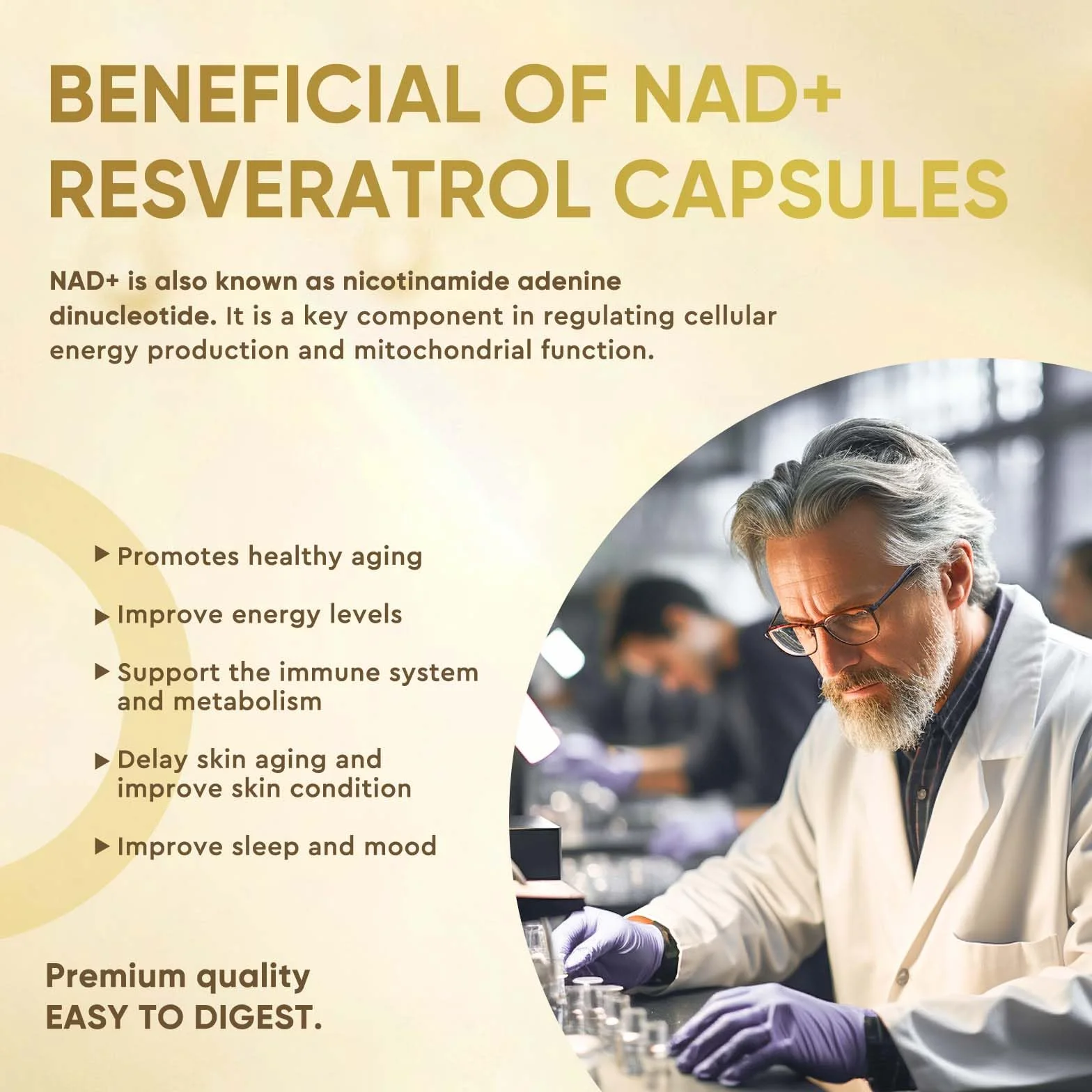 NAD+ 1500 mg & Resveratrolo 120 Capsule Anti-Età Anti-Invecchiamento Vegetariane