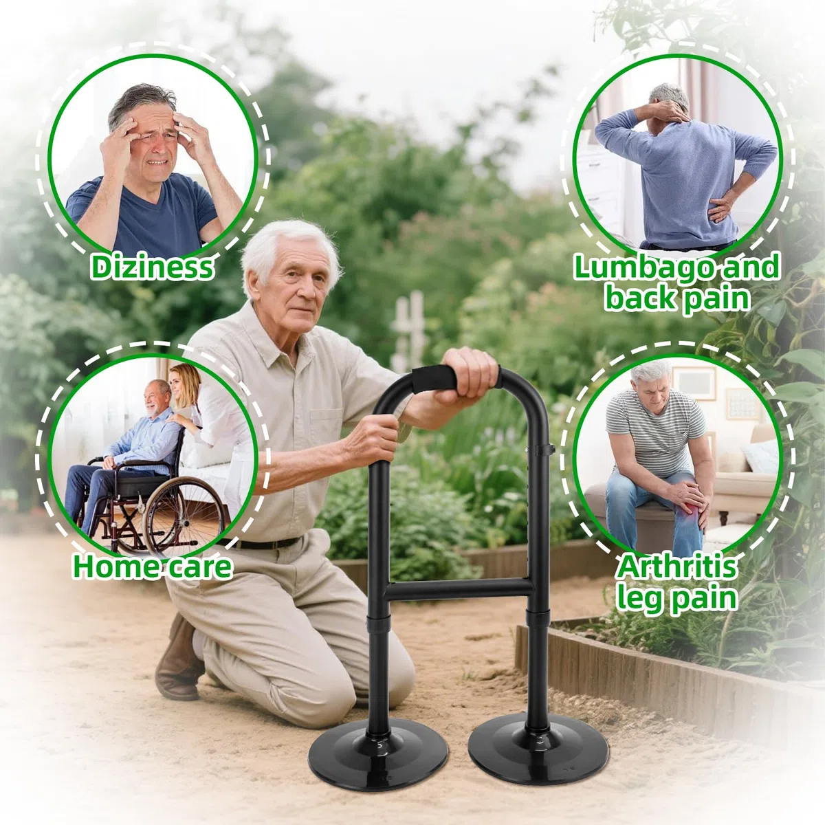 Aiuto per alzarsi da letto, per anziani, altezza regolabile, per divano, aiuto per alzarsi dal pavimento per anziani e sostegni, stabilità, doppia base, carico minimo 90 kg