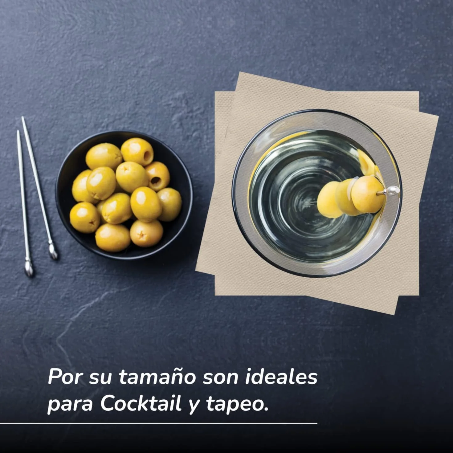 Tovaglioli Cocktail in Carta 100% Riciclabili e Biodegradabili 10x10 cm 600 pezzi + Bicchieri Eco 50 pezzi