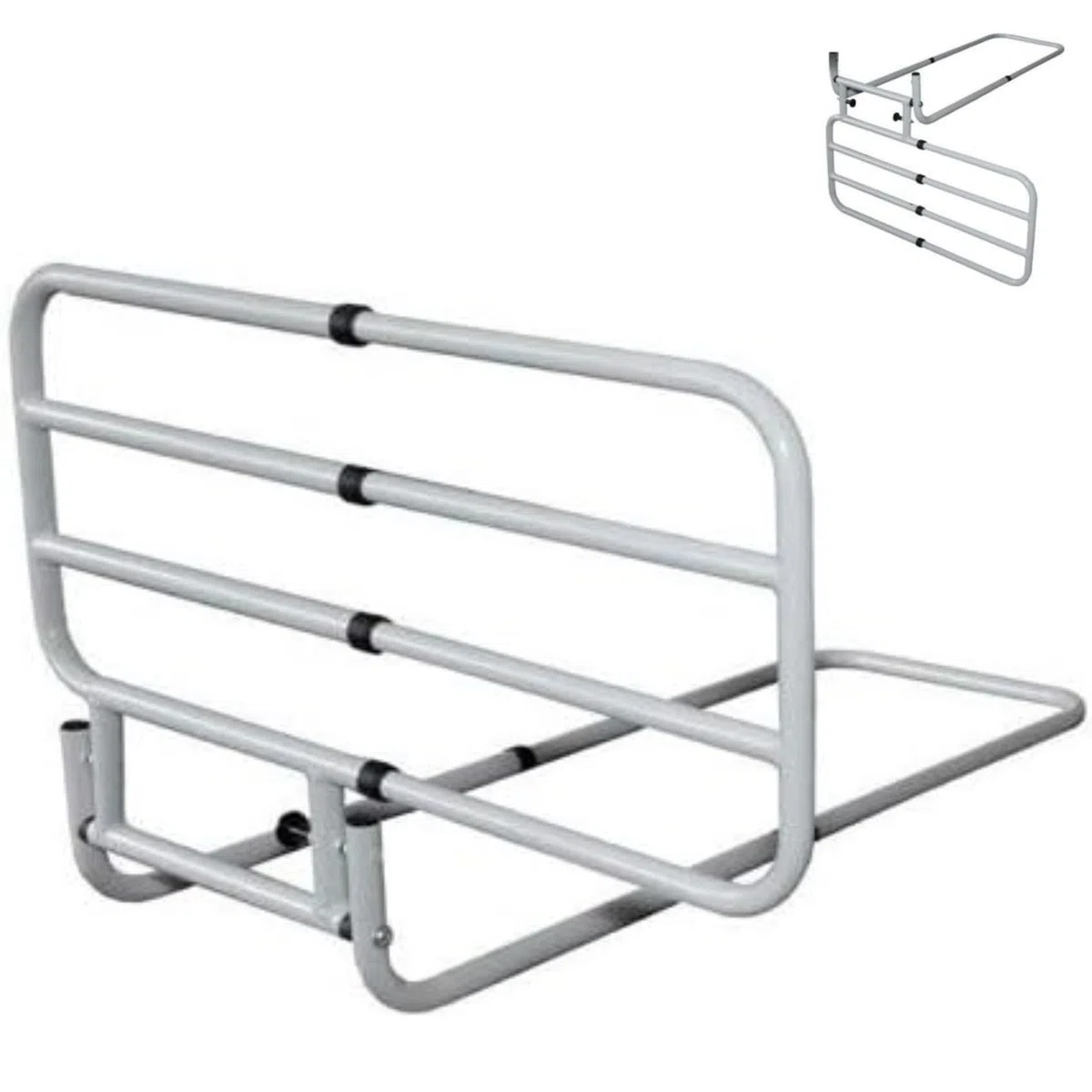 Sponda Letto Matrimoniale Universale Anticaduta, Sponda Letto Anziani e Disabili Ribaltabile, Regolabile - 50–71cm, Bianca