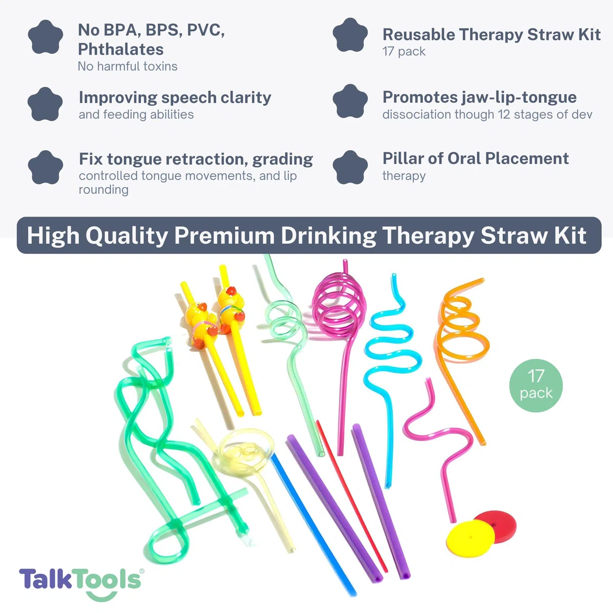 TalkTools Kit per Terapia con Cannucce - 6 Pezzi, Plastica, Riutilizzabile, Strumento Terapeutico