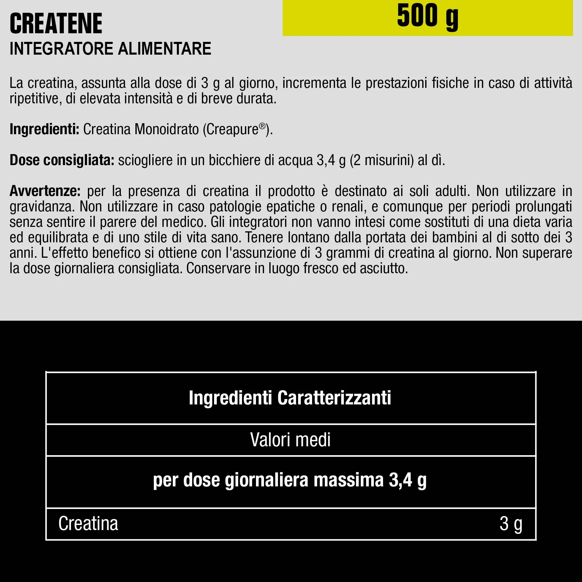Anderson CREATENE 100% Creatina monoidrato Creapure® 500 g