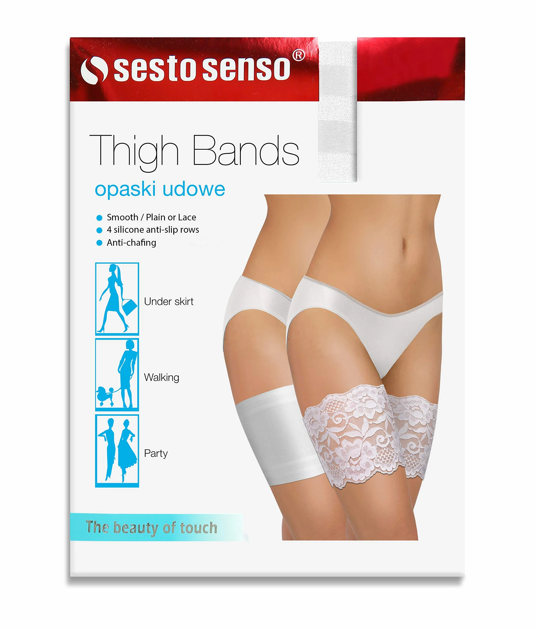 Sesto Senso 3 Paia Fasce Cosce Pizzo Anti Sfregamento Sexy Elastico Strisce Silicone