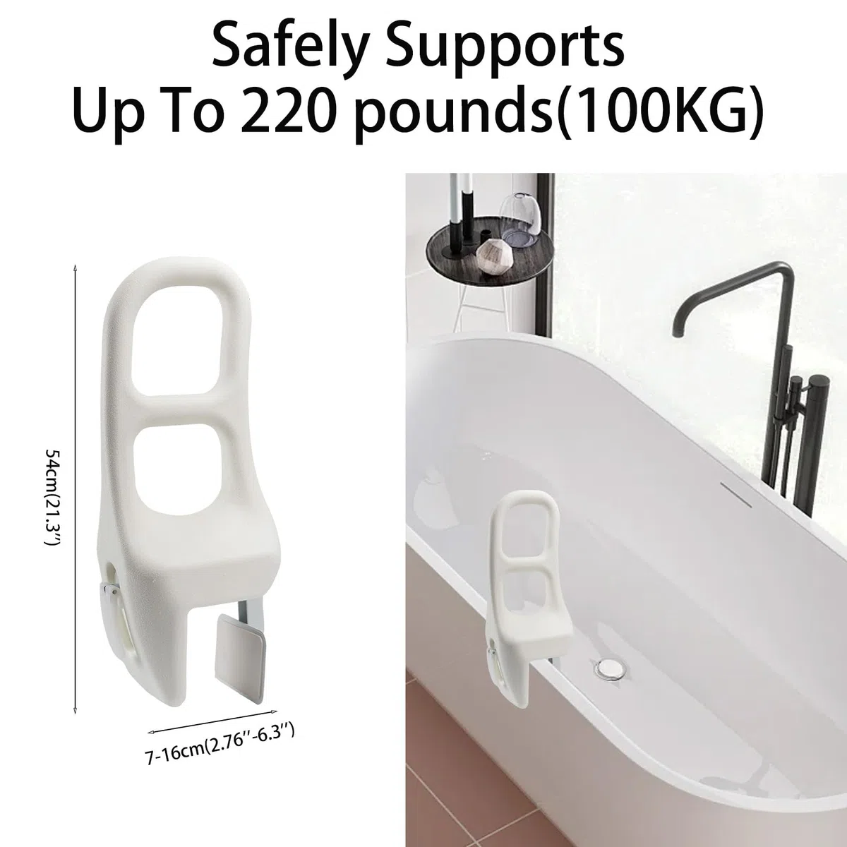 Maniglia Accesso Vasca Regolabile, Maniglione Vasca da Bagno Anziani, Maniglia di Sicurezza Antiscivolo per la Vasca, Per la Gravidanza Disabile e Gli, Fissaggio Portante Fino a 113 KG, 7-16 Cm