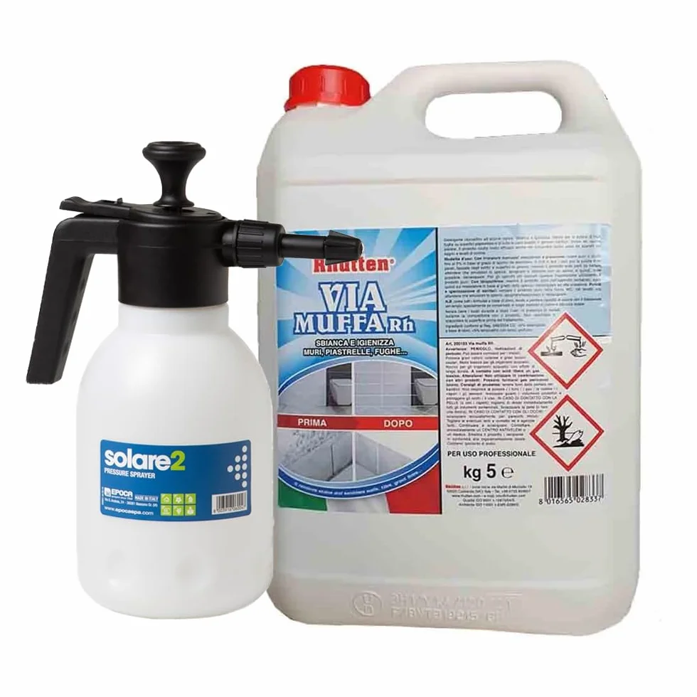 Antimuffa per muri interni 5 lt + Pompa a pressione 2 lt - Smacchia e Igienizza