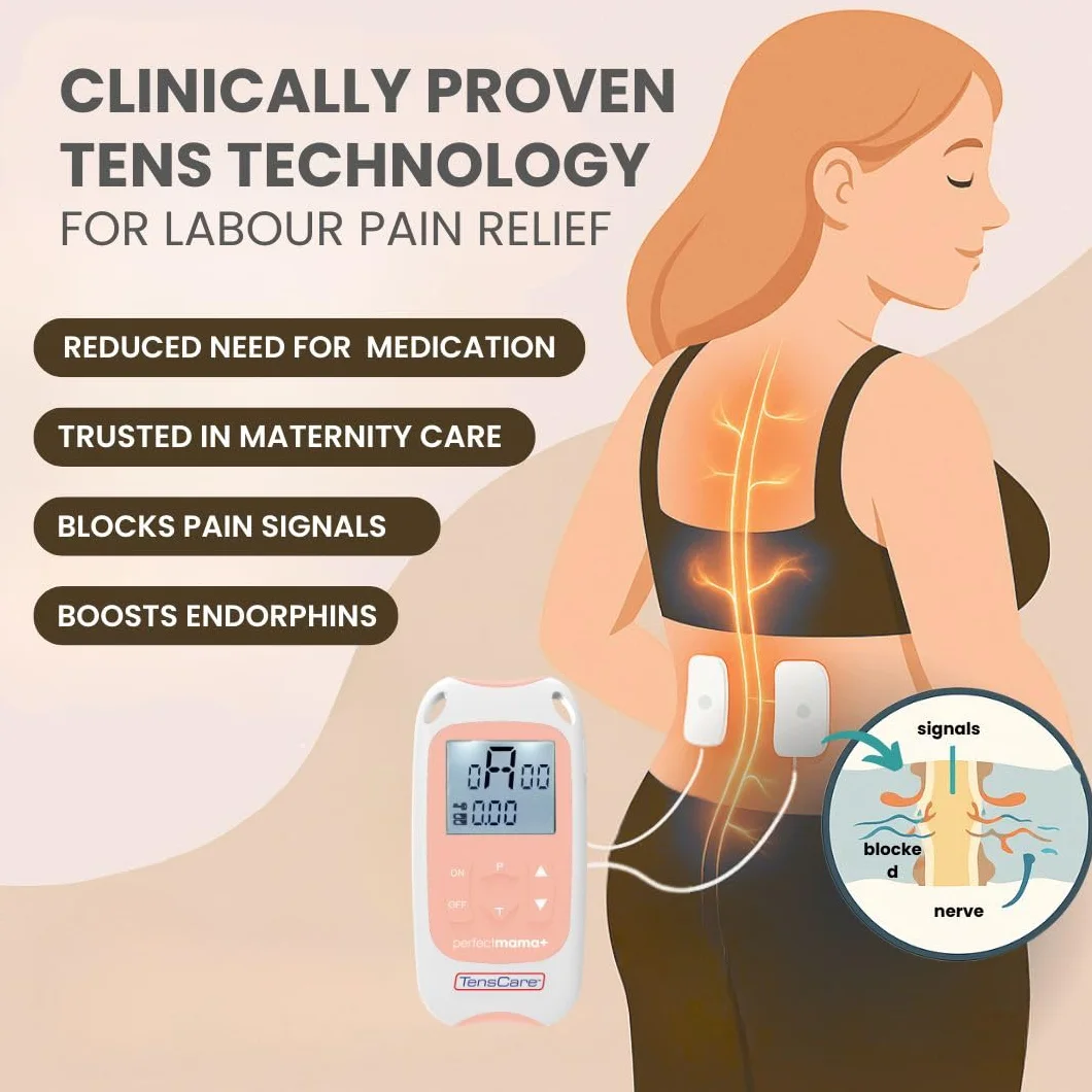 TensCare Perfect Mama+ - Sollievo dal dolore senza farmaci durante il travaglio utilizzando la tecnologia TENS. con registro del lavoro e timer di contrazione per aiutare a monitorare la progressione