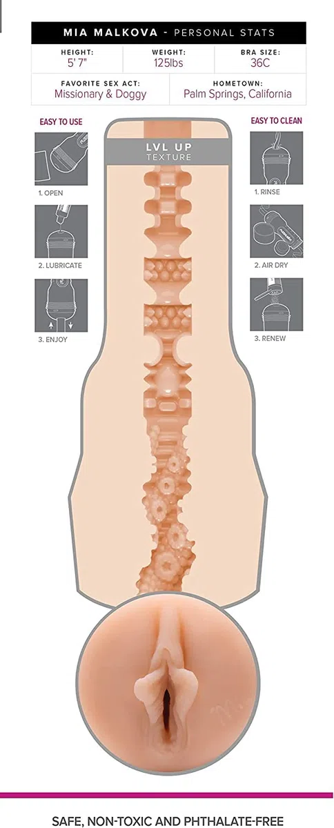 FLESHLIGHT Masturbtore per uomini - Mia Malkova - Masturbatore uomo sex toys uomo - Fleshlight vagine vere
