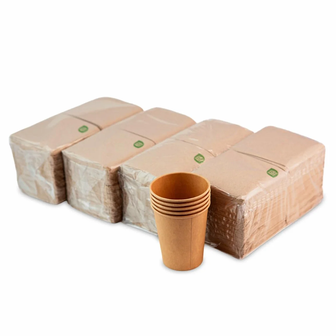 Tovaglioli Cocktail in Carta 100% Riciclabili e Biodegradabili 10x10 cm 600 pezzi + Bicchieri Eco 50 pezzi