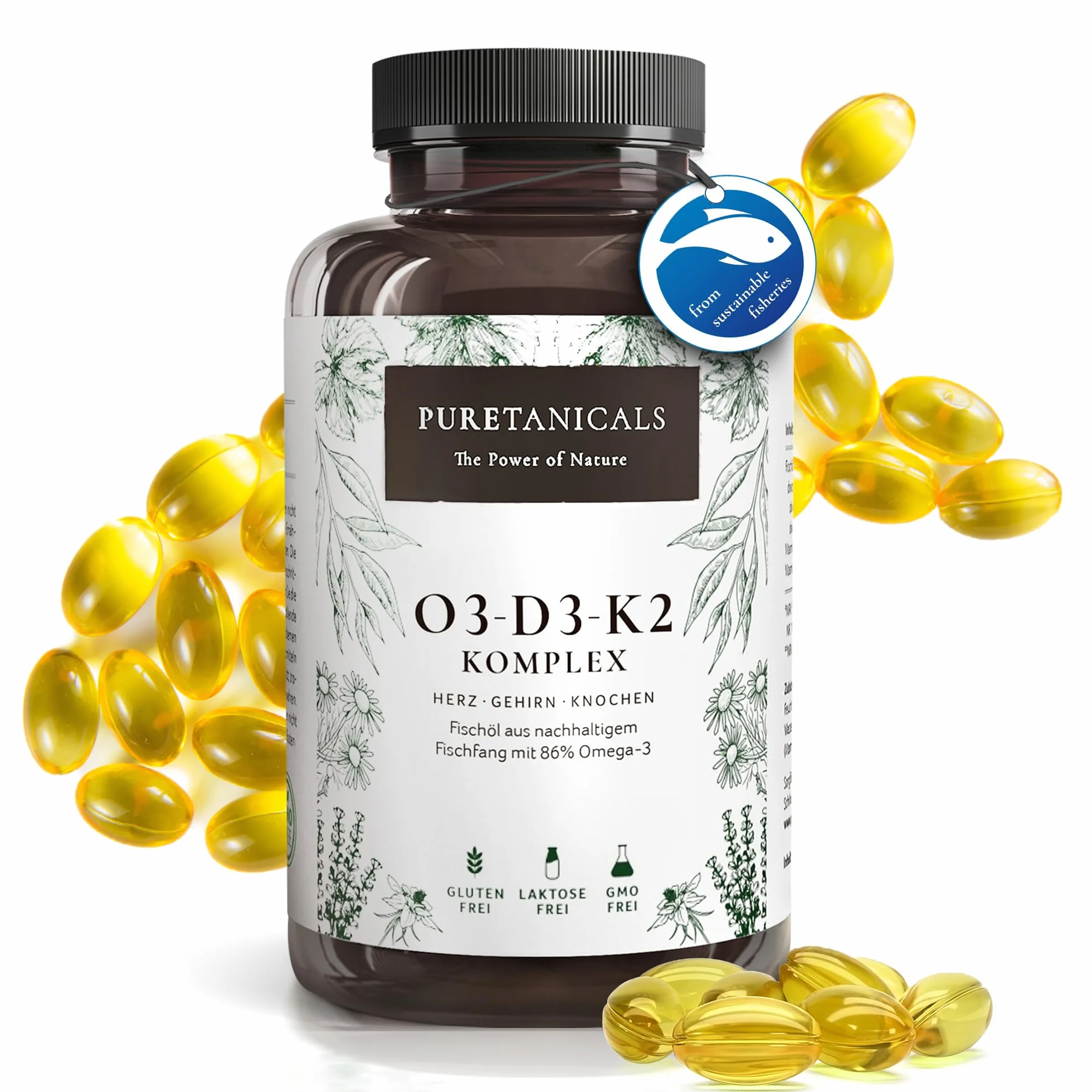 Omega 3 + Vitamina D3 + K2 Gocce MK7 All-Trans - Integratore Alto Dosaggio Omega3 EPA DHA 240 Capsule
