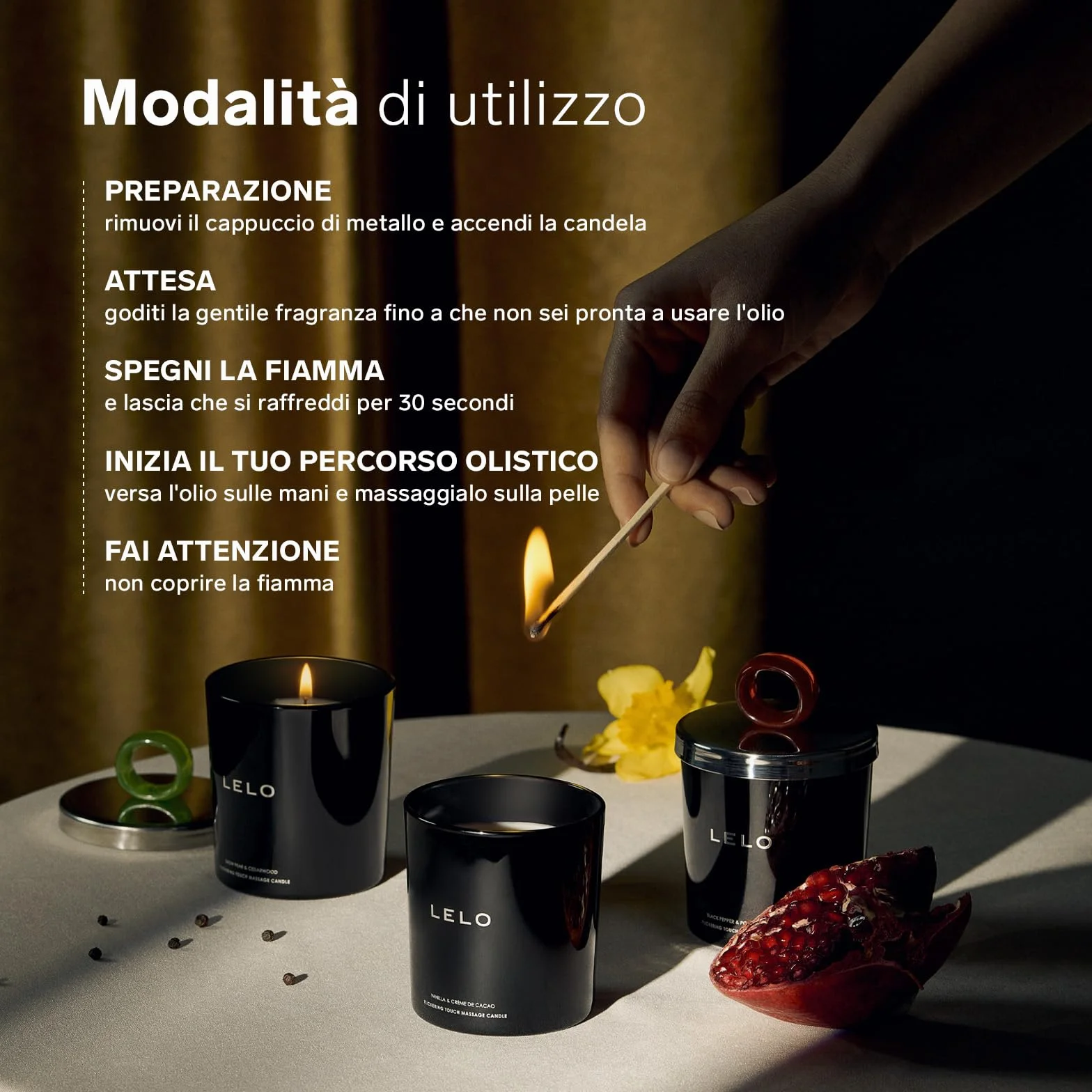 LELO Flickering Touch Candela da Massaggio Corpo, Candela Aromatica alla Pera Alpina e Legno di Cedro