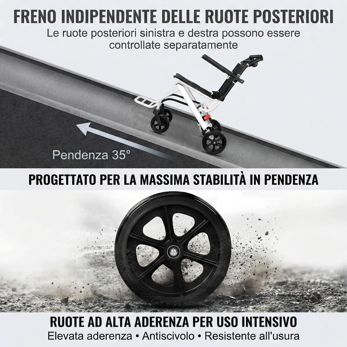 Sedia a rotelle pieghevole in carbonio leggero, sedia di mobilità da viaggio con freno ergonomico, design compatto 8,2 kg e ruote in PU stabili, uso interno esterno, aiuto portatile per anziani