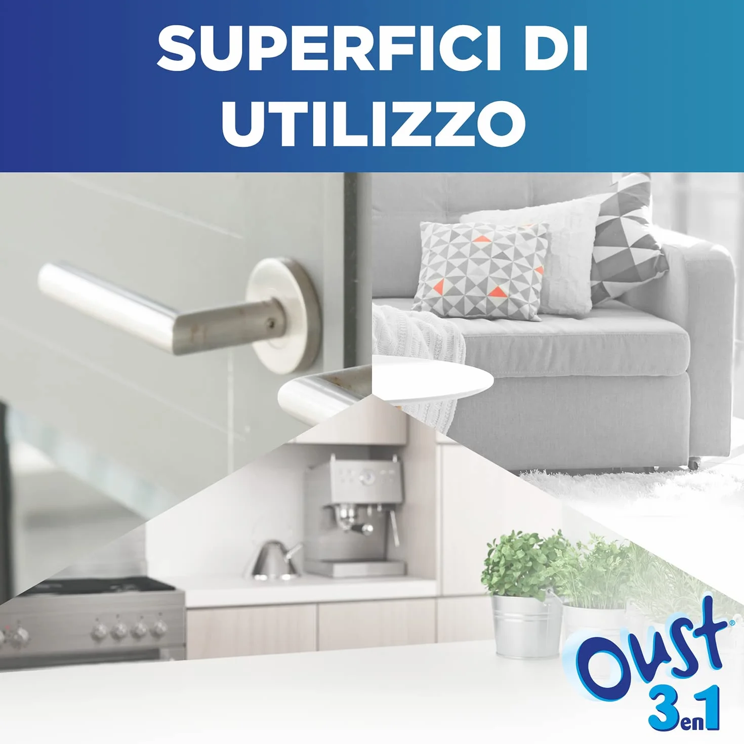Oust 3 in 1 Spray Disinfettante 400 ml per Superfici e Tessuti