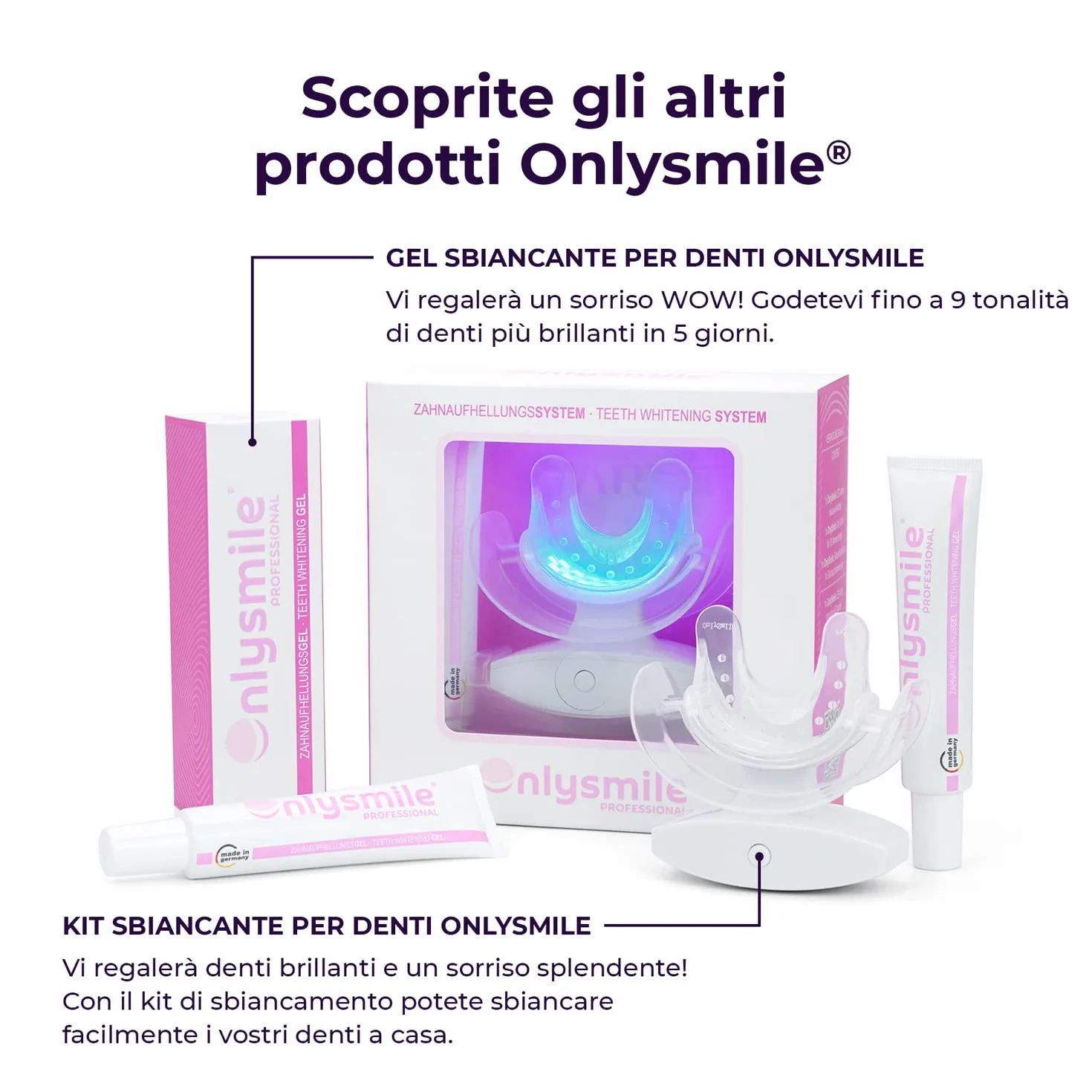 Onlysmile Polvere sbiancante per denti professionale – sicuro, indolore, effetto pulente