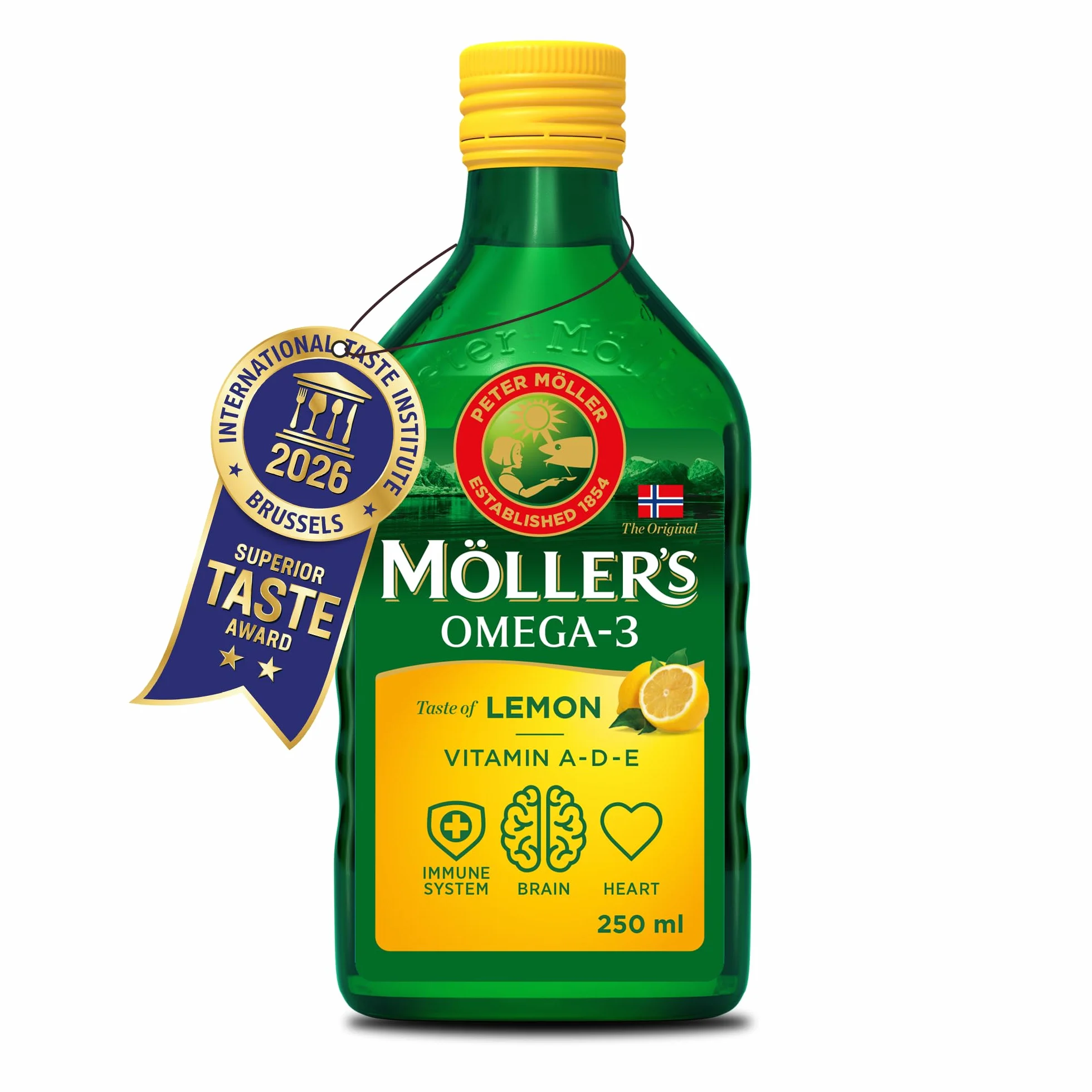 Moller's Olio di fegato di merluzzo Omega 3 500 ml Limone EPA DHA Vitamine A D E