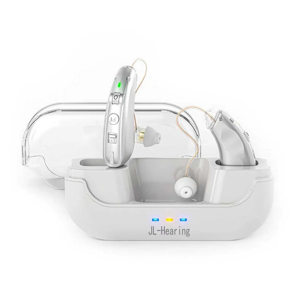 Ricaricabile L'amplificatore audio, con cancellazione del rumore, comodo controllo del volume, argento, discreto da indossare, compatto e leggero