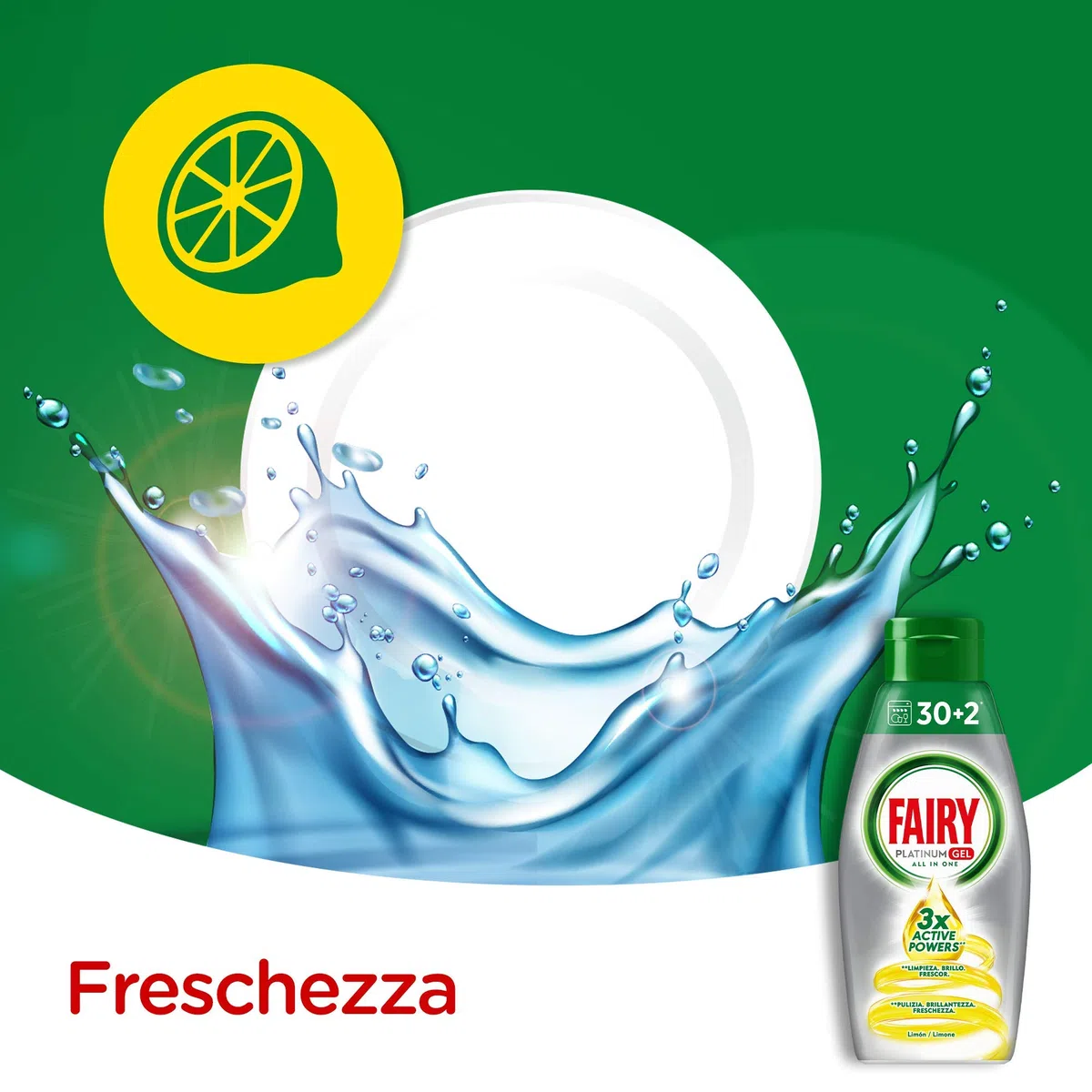 Fairy Gel Detersivo Lavastoviglie - 384 Lavaggi - 12 bottiglie da 32 lavaggi - Limone