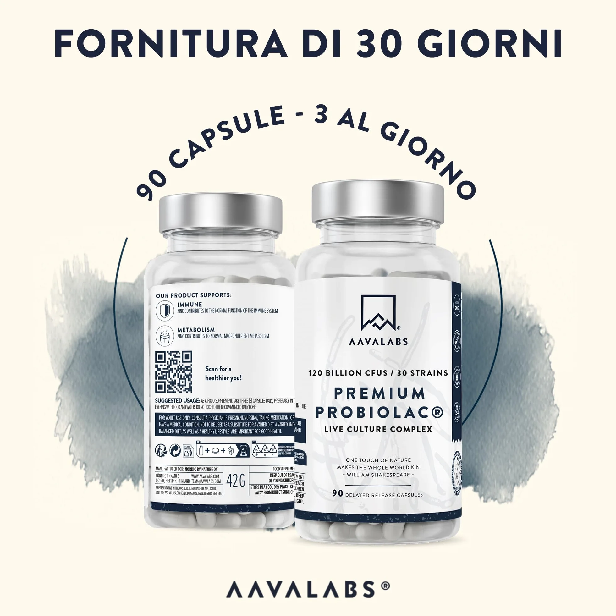 Probiotici 120 Miliardi UFC 30 Ceppi Batterici Lactobacillus Crispatus Acidophilus Gasseri 90 Capsule