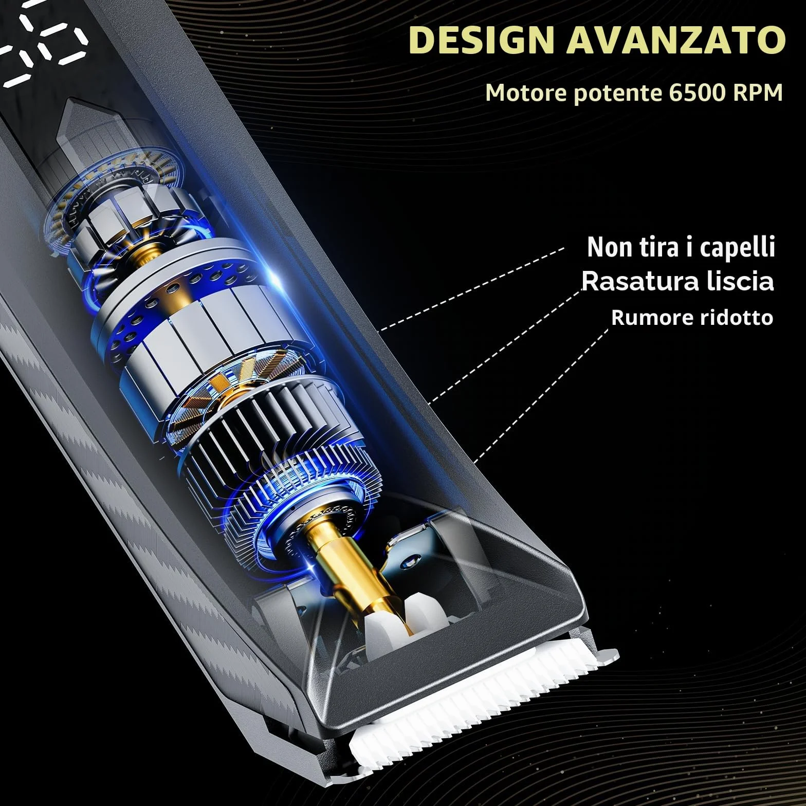 Trimmer per peli del corpo da uomo, rasoi elettrici ricaricabili impermeabile bagnato/asciutto, 4 pettini limitatori, lama ceramica
