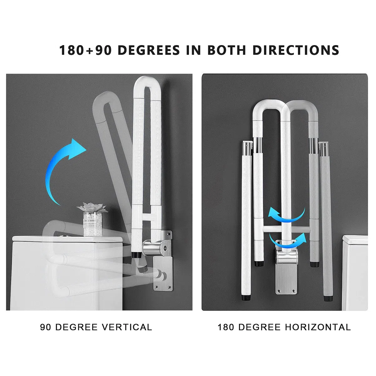 Maniglione per WC, Antiscivolo Maniglione di Sicurezza per Bagno Montaggio a parete Pieghevole Accessori Bagno per WC per bambini anziani disabili e gravidanza (Carico fino a 150 kg (330 libbre))