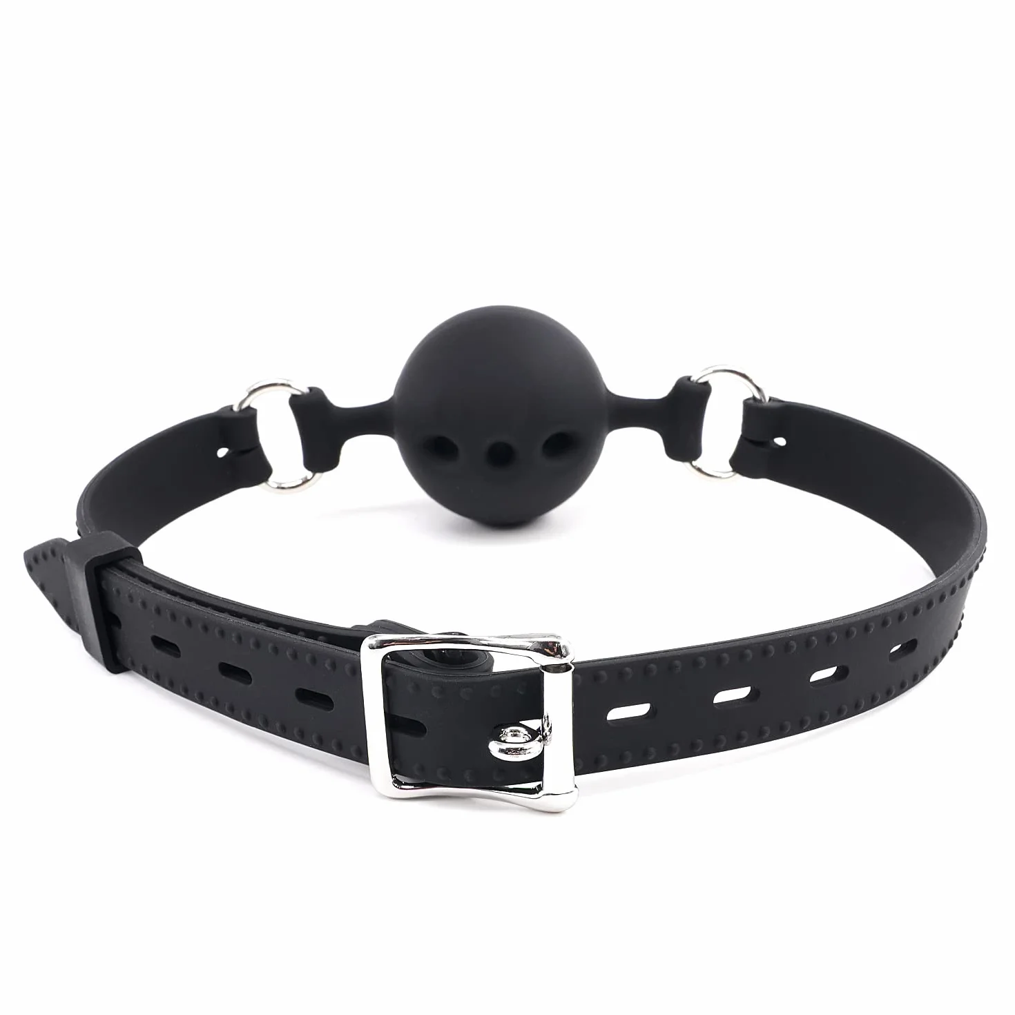 Bavaglio a Sfera in Silicone per Giochi SM Bondage Nero S