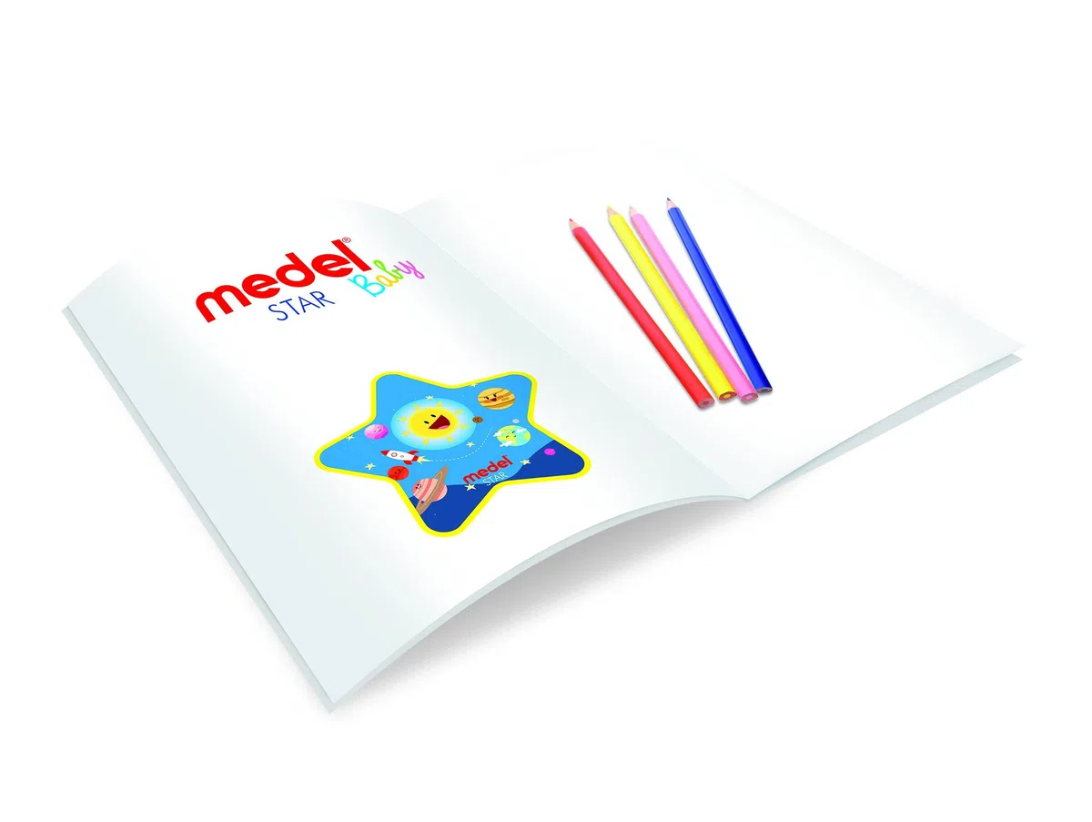 Medel 95141 Star Aerosol a Forma di Stella con Album da Disegno e Matite Colorate