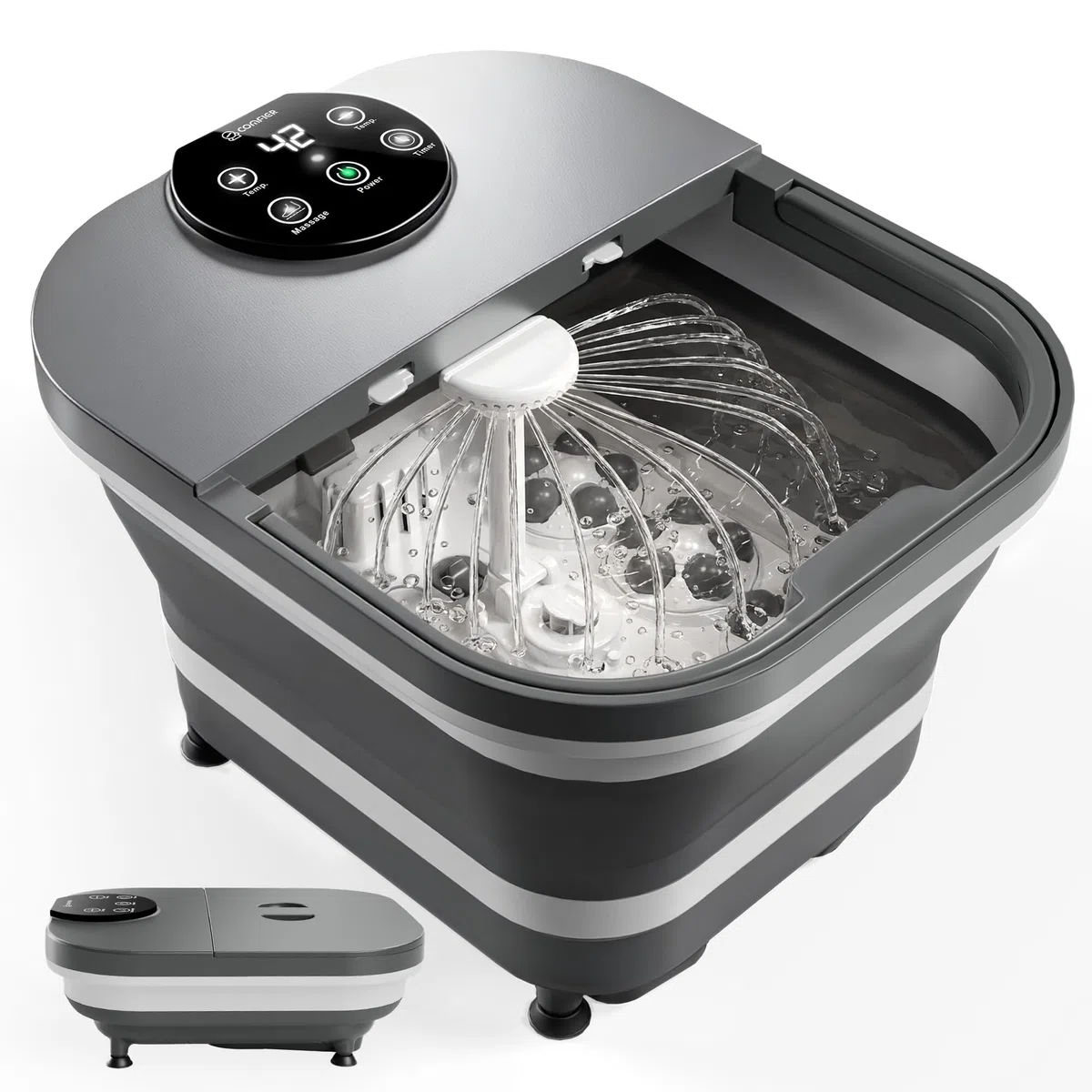 COMFIER Pediluvio Massaggiatore Piedi Elettrico con Calore e Massaggio Rotante Automatico, Getto d'Acqua a 180°, Ampio Display LED, Piastre Massaggianti Rimovibili, Regalo per Familiari e Amici