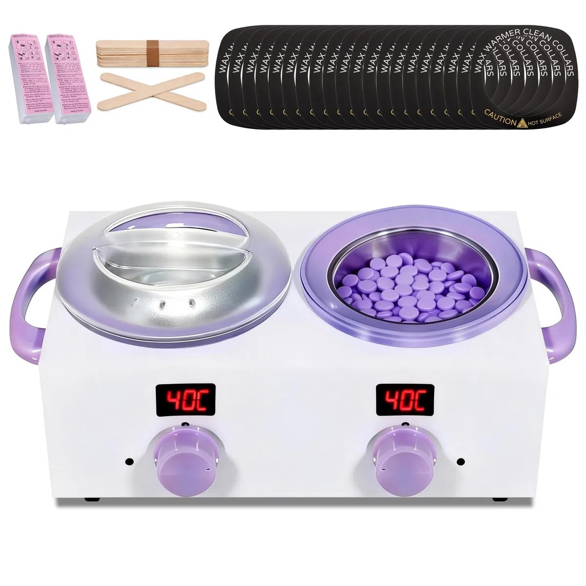 Scaldacera doppio con display elettronico, capacità totale 1 l, scaldacera da 220 W per depilazione con temperatura regolabile, ideale per casa, barbiere, salone