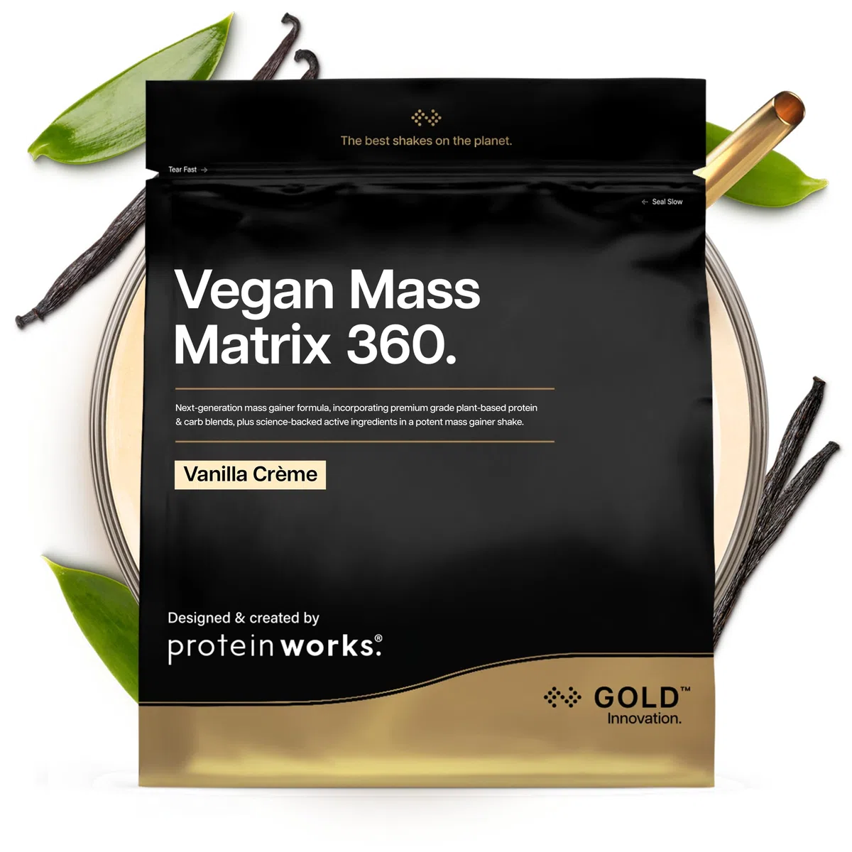 Protein Works | Vegan Mass Matrix 360 – GOLD Innovation, Mass Gainer Vegan, Integratore Aumento Peso, Tri-Protein, Aminoacidi, Shake Post-Workout, Crema alla Vaniglia, 10 Porzioni, 2kg