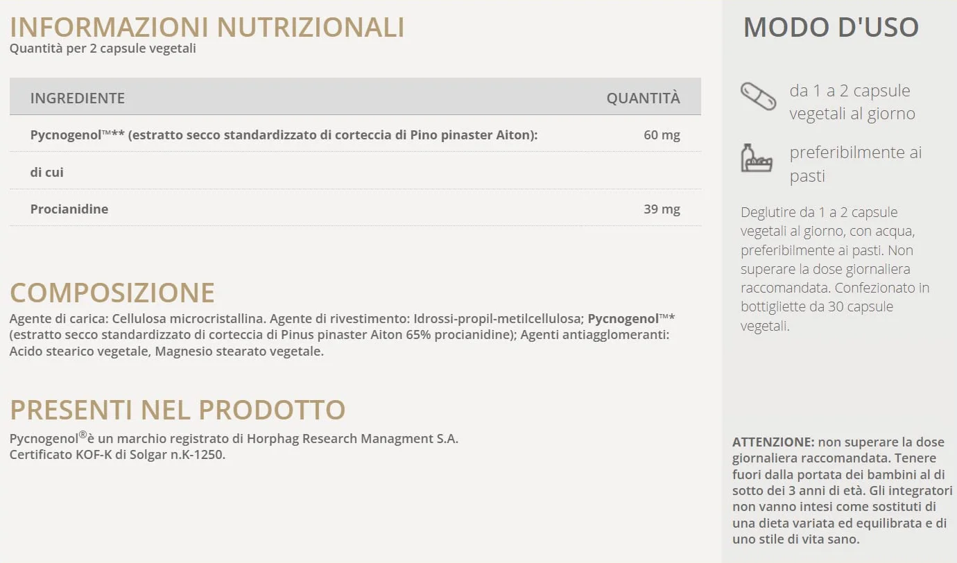 Solgar PINOFLAVO Pycnogenol® 30 Capsule vegetali antiossidante