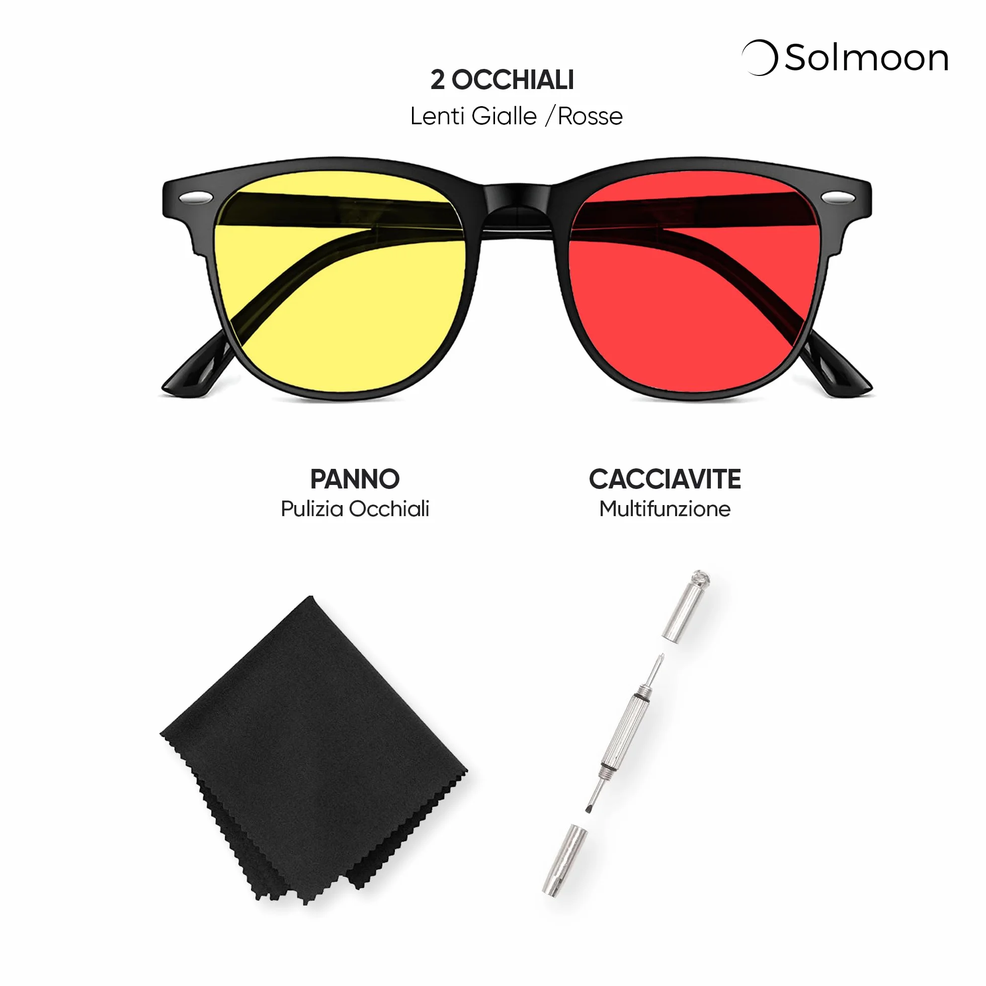 Solmoon Occhiali Luce Blu Donna Uomo Set 2 Giallo Rosso Anti Luce Blu Computer Monitor
