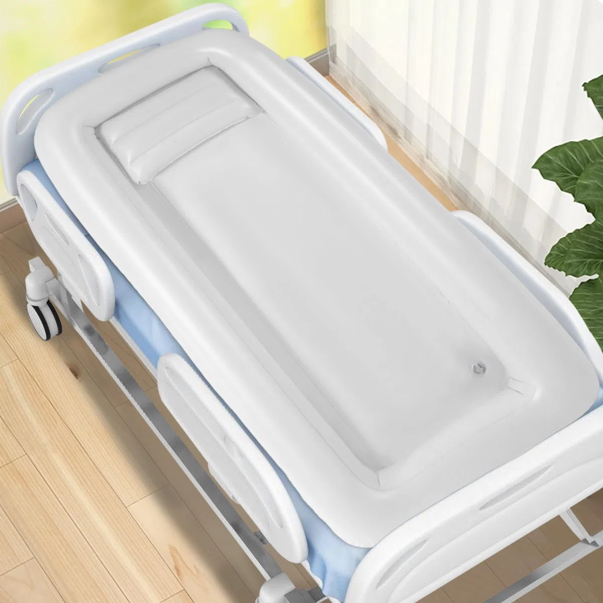 Set di vasche da doccia gonfiabili mediche, sistema doccia portatile a letto con pompa, semplice aiuto per il bagno a letto per disabili/anziani (195 x 90 cm)