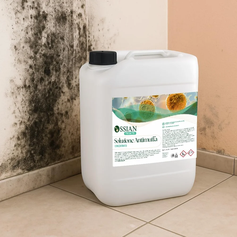 Ossian Soluzione Antimuffa 5 lt – Rimuovi Muffa, Alghe, Muschi, Licheni – Per Interni ed Esterni