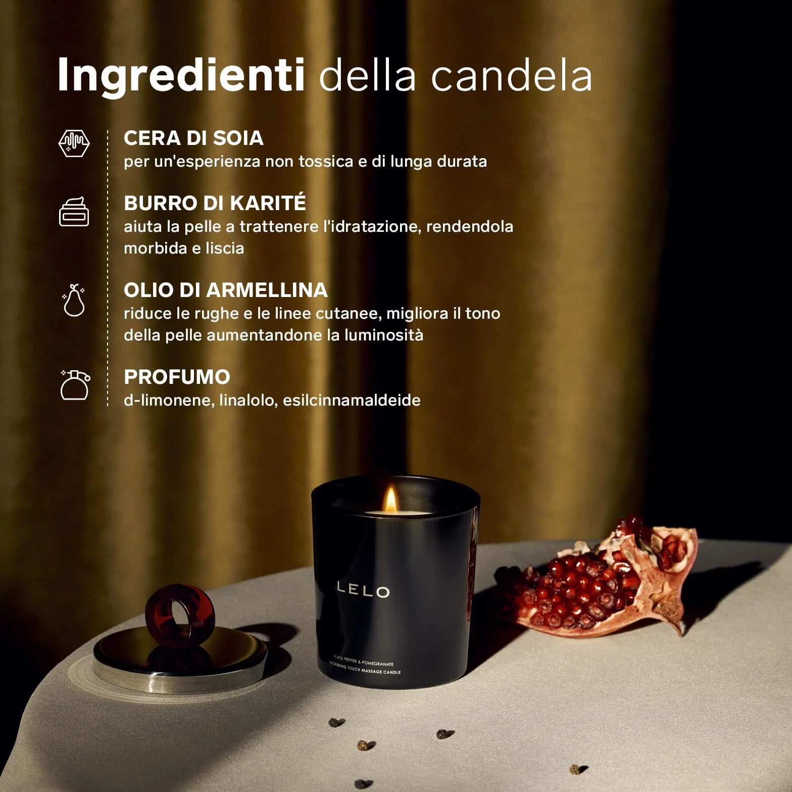 LELO Flickering Touch Candela da Massaggio Corpo, Candela Aromatica alla Pera Alpina e Legno di Cedro