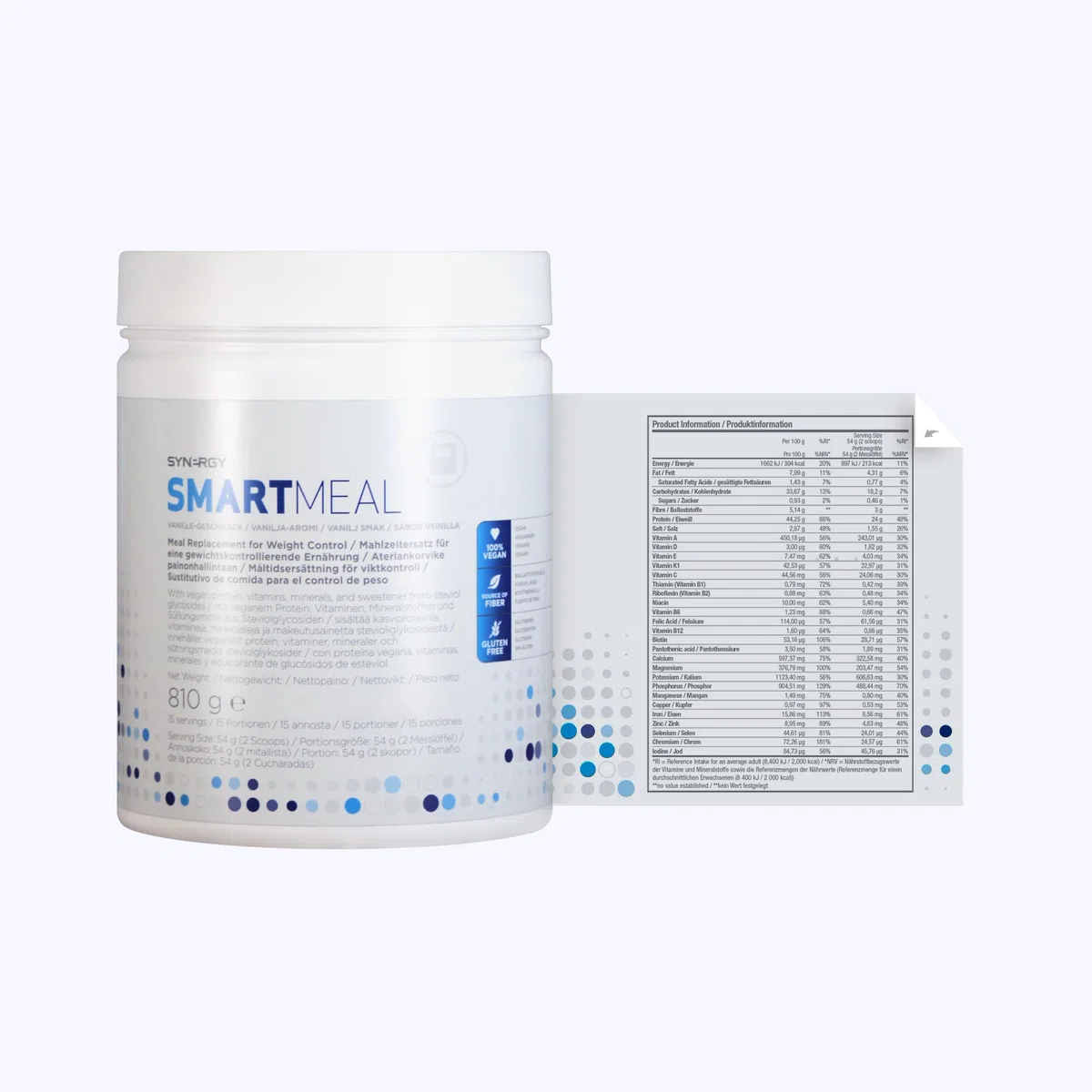 Synergy Worldwide SmartMeal 810 g | 24g Proteine in Polvere Sostitutivo del Pasto | Ricco di Fibre, Vitamine e Minerali | Gusto Vaniglia | Gestione del Peso | Vegano e Senza Glutine | 15 Porzioni