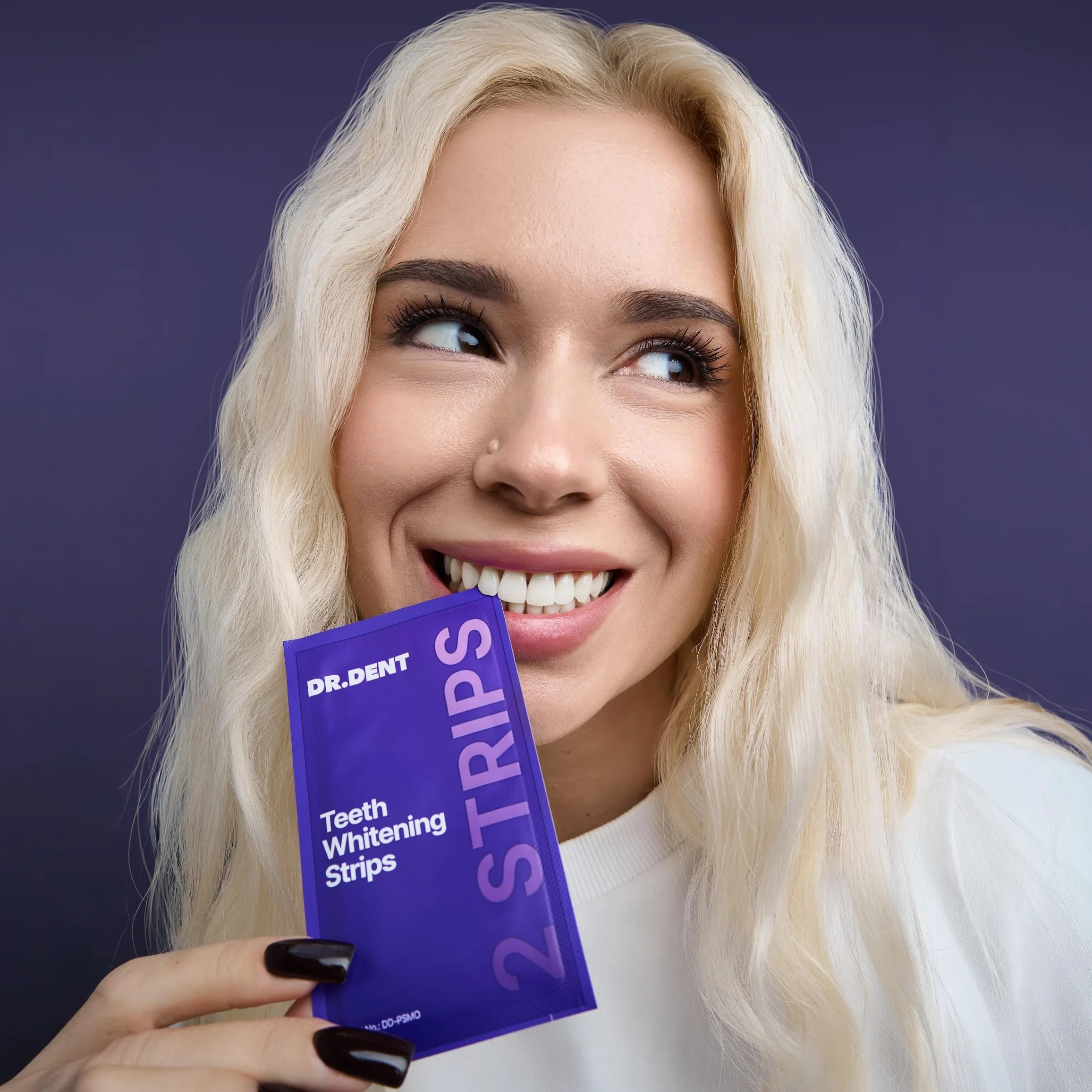 DRDENT Strisce sbiancanti denti viola 21 applicazioni 42 strisce + apri