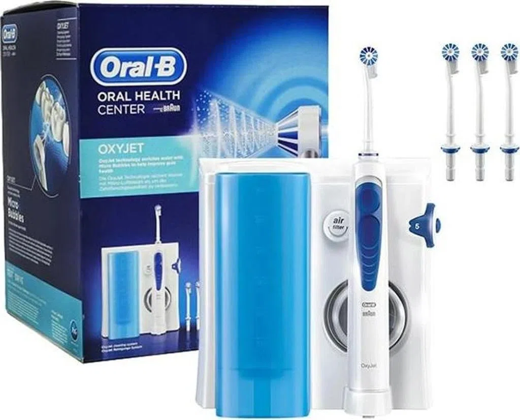 Braun Oral B MD20 Idropulsore Dentale Professionale OxyJet MicroBolle 2 Getti 4 Testine
