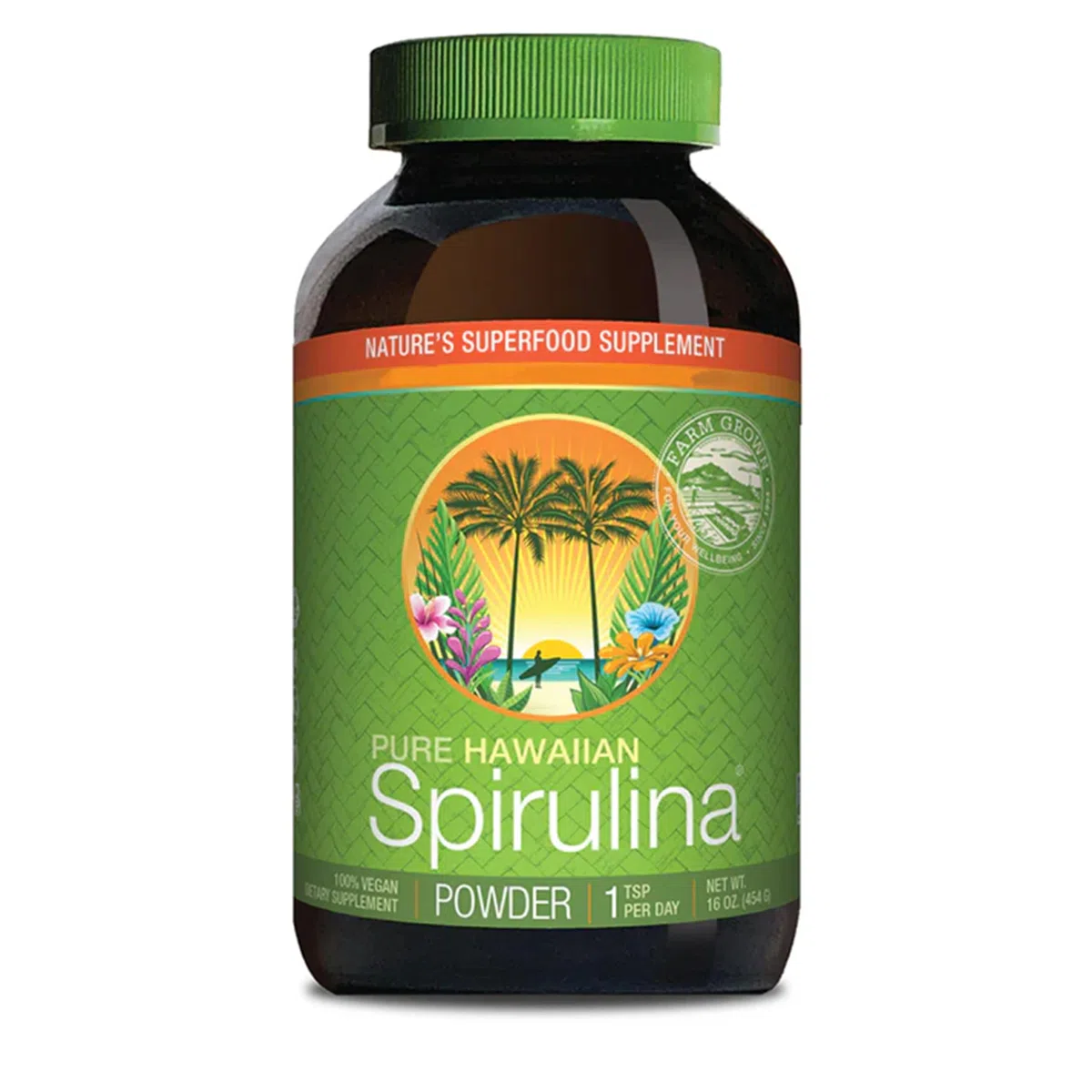 Nutrex Hawaii, Pure Hawaiian Spirulina, 454 g di Polvere Vegana, Testato in Laboratorio, Senza Glutine, Senza Soia, Vegetariano