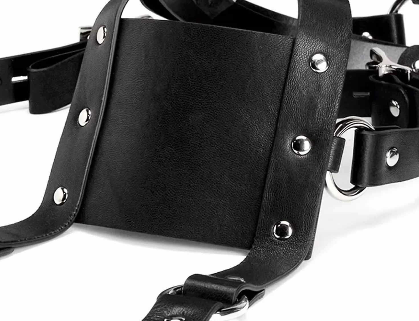 Bavaglio fetish in ecopelle con gag ball in silicone BDSM per giochi di ruolo regolabile