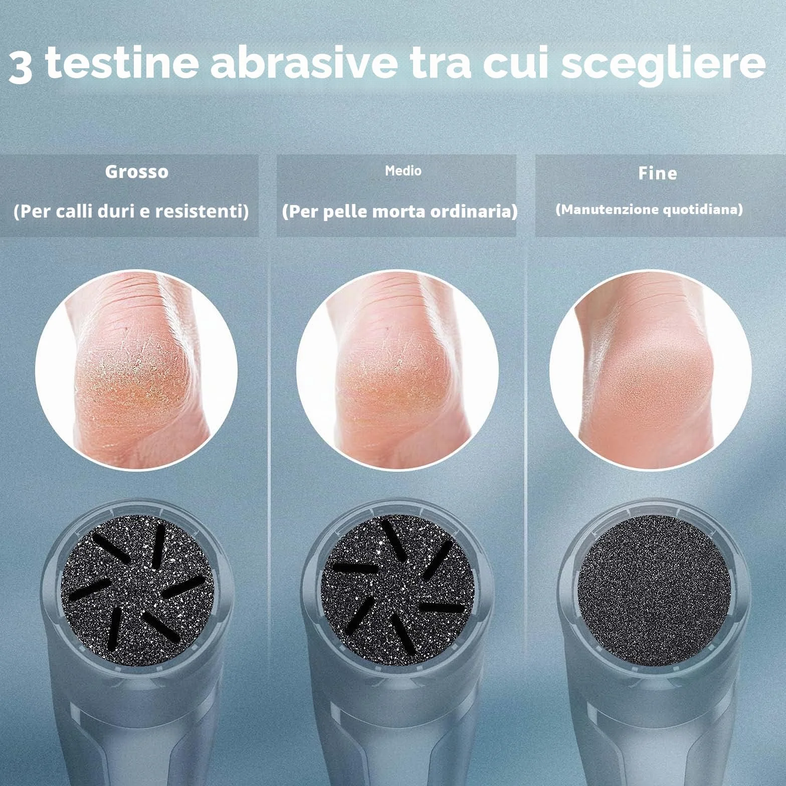 Pedicure Elettrico Professionale Ricaricabile con Aspirazione 3 Teste 2 Velocità IPX7 Impermeabile