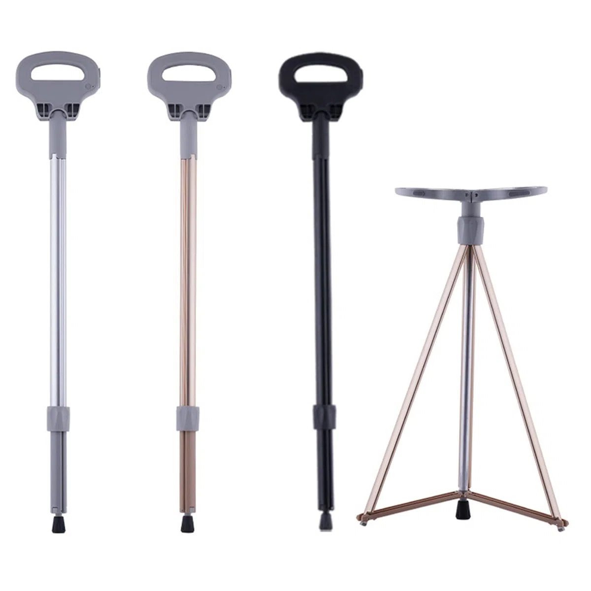Sedile pieghevole per bastone, sedia per stampella regolabile in altezza con luce LED, sedile per bastone da passeggio in lega di alluminio antiscivolo, per anziani, disabili all'aperto, in attesa, in