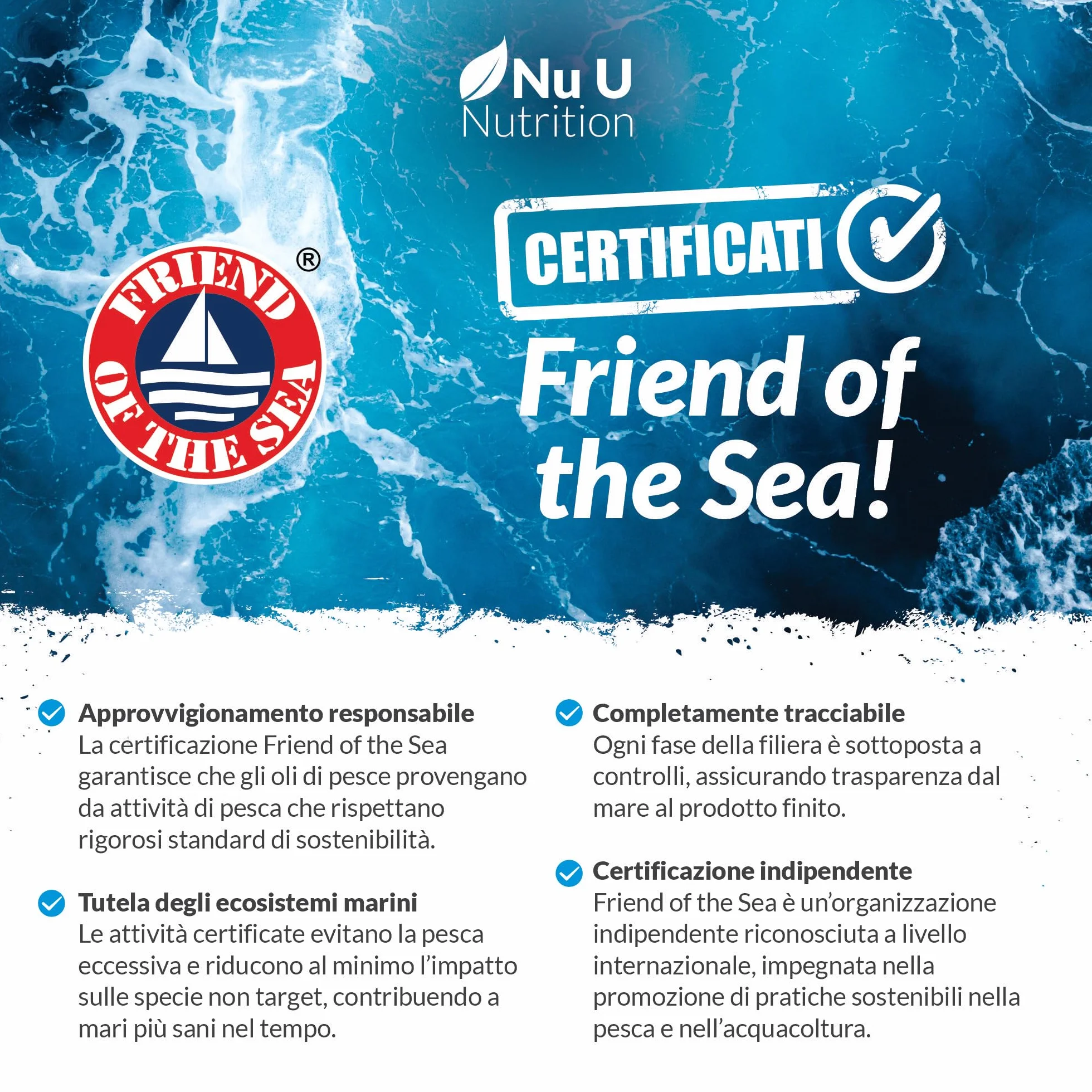 Nu U Nutrition Omega 3 Olio di Pesce 1000mg TG 365 Capsule Softgels EPA DHA