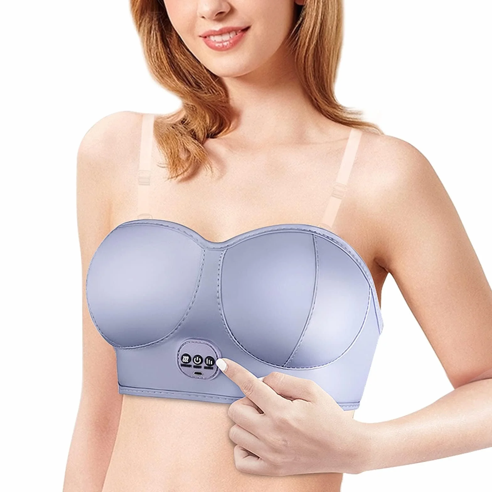 Soutien-Gorge Massaggio Seno, Strumento Massaggio Elettronico Vibrante per Miglioramento Seno Donna